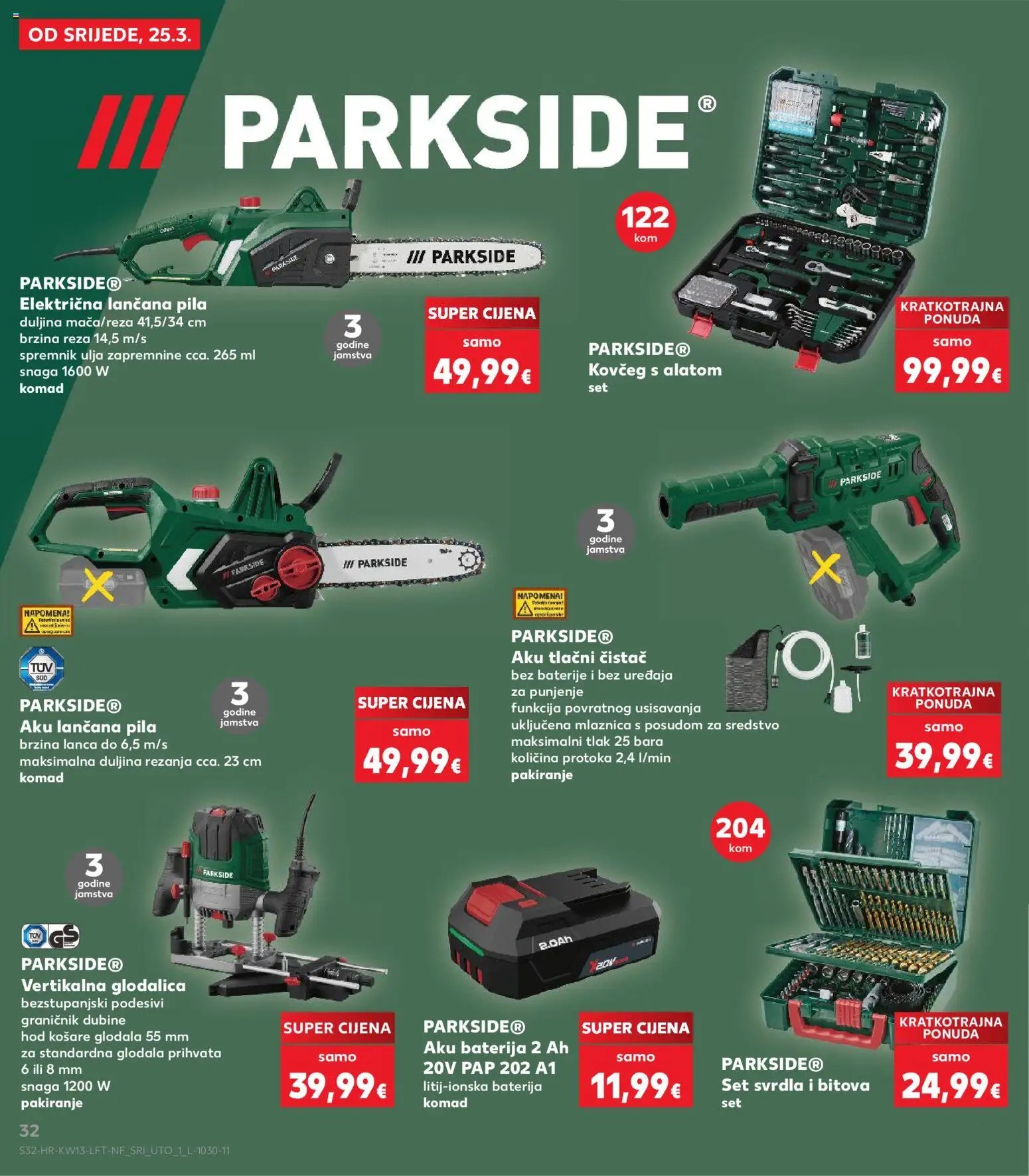 Kaufland katalog | vrijedi od 25.03.2026 | Stranica: 32 | Proizvodi: Baterija, Baterije, Glodalica, Parkside