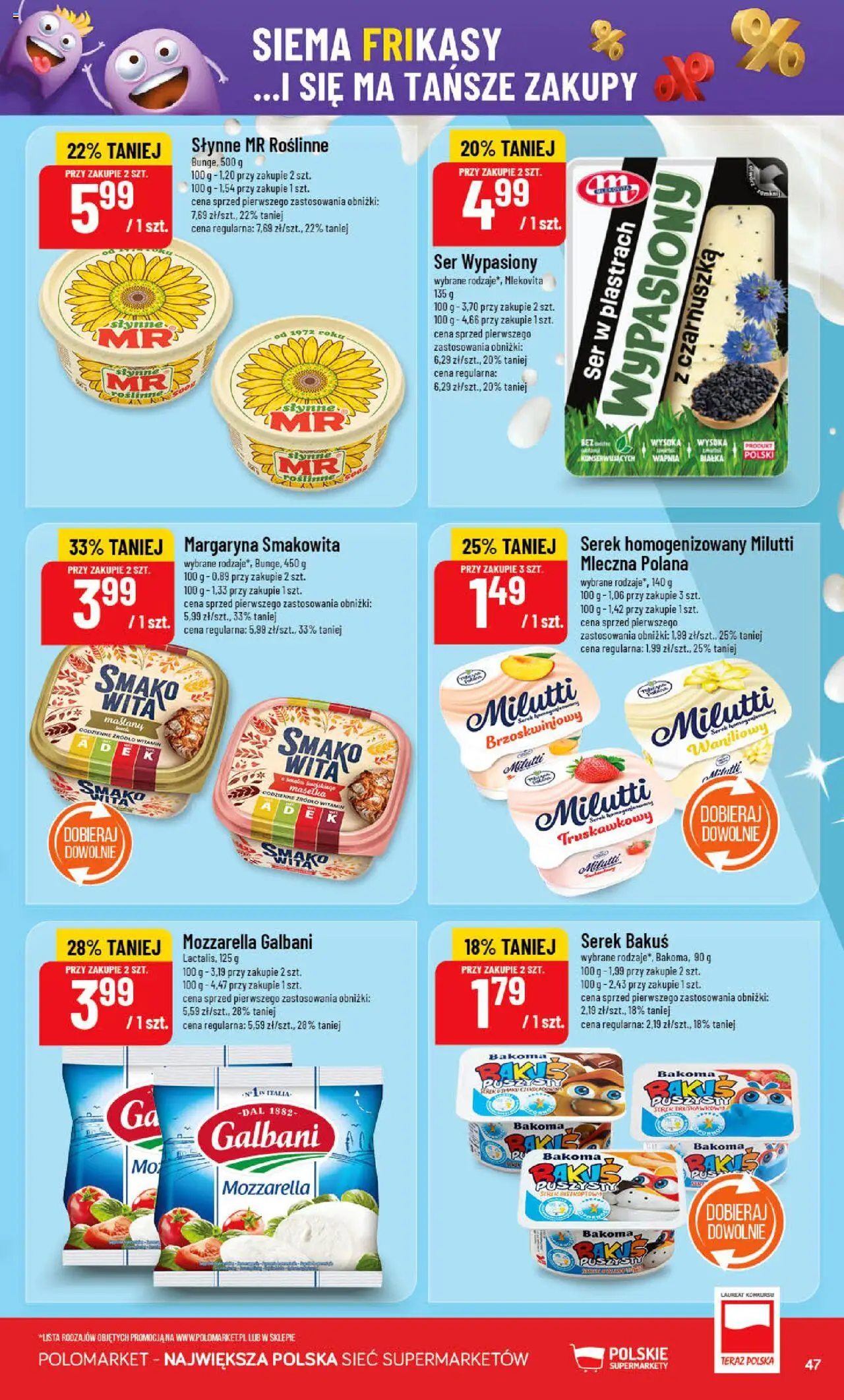 POLOmarket Gazetka od 28.05.2025 | Strona: 47 | Produkty: Serek, Margaryna, Ser, Mozzarella