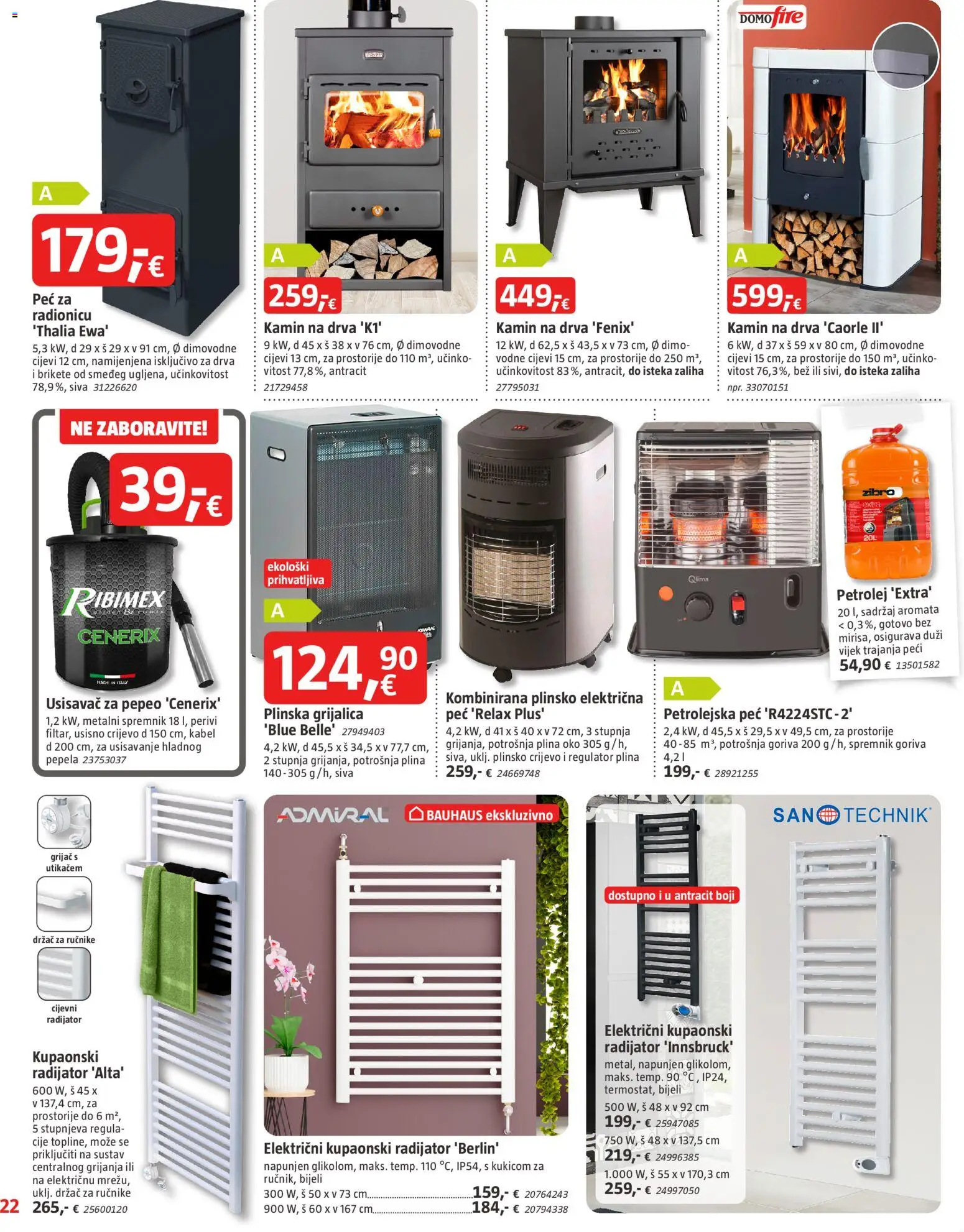 Bauhaus katalog | vrijedi od 01.12.2025 | Stranica: 22 | Proizvodi: Usisavač, Radijator, Kamin, Kabel