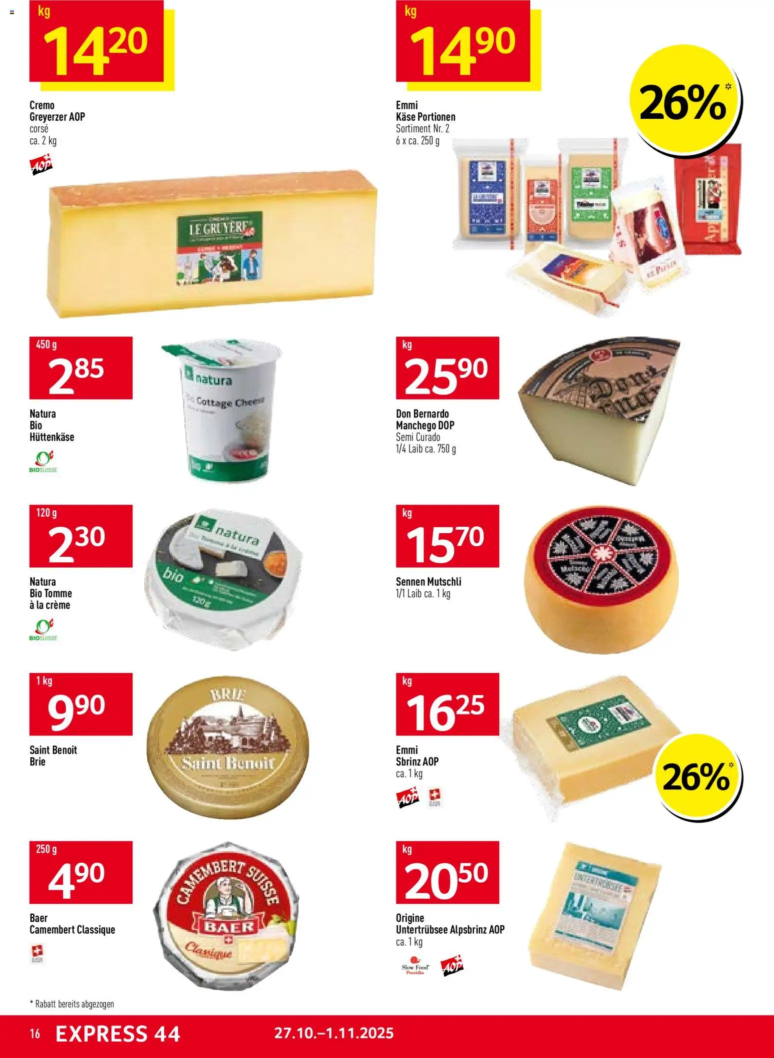 Prodega Aktionen – gültig ab 27.10.2025 | Seite: 16 | Produkte: Käse, Hüttenkäse, Creme