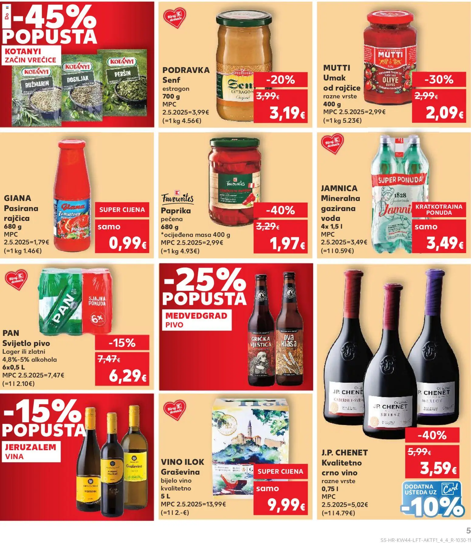 Kaufland katalog | vrijedi od 29.10.2025 | Stranica: 5 | Proizvodi: Bijelo vino, Podravka, Rajčice, Pan