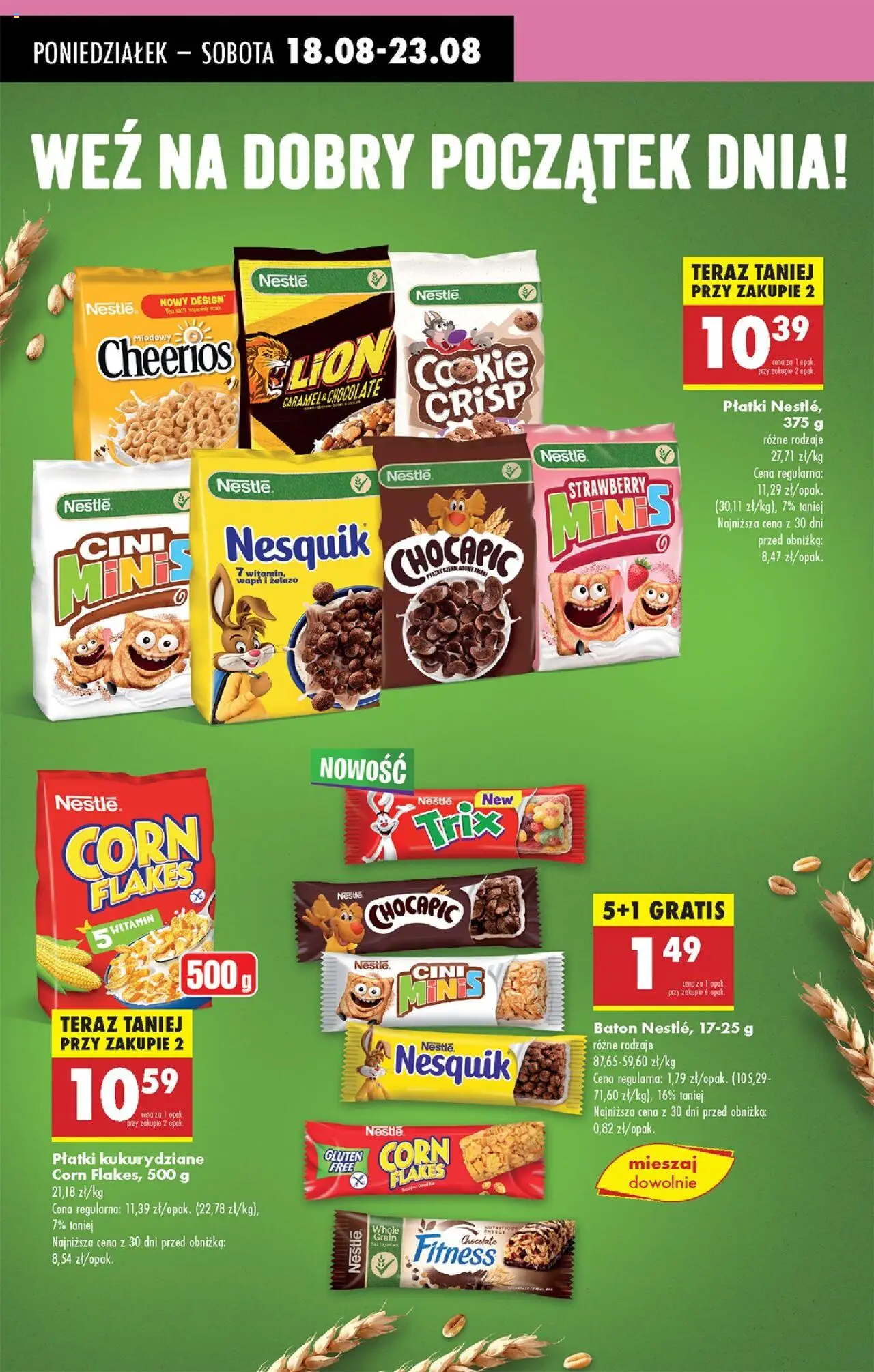 Biedronka gazetka od 18.08.2025 | Strona: 47 | Produkty: Żelazo, Płatki kukurydziane, Baton, Corn Flakes
