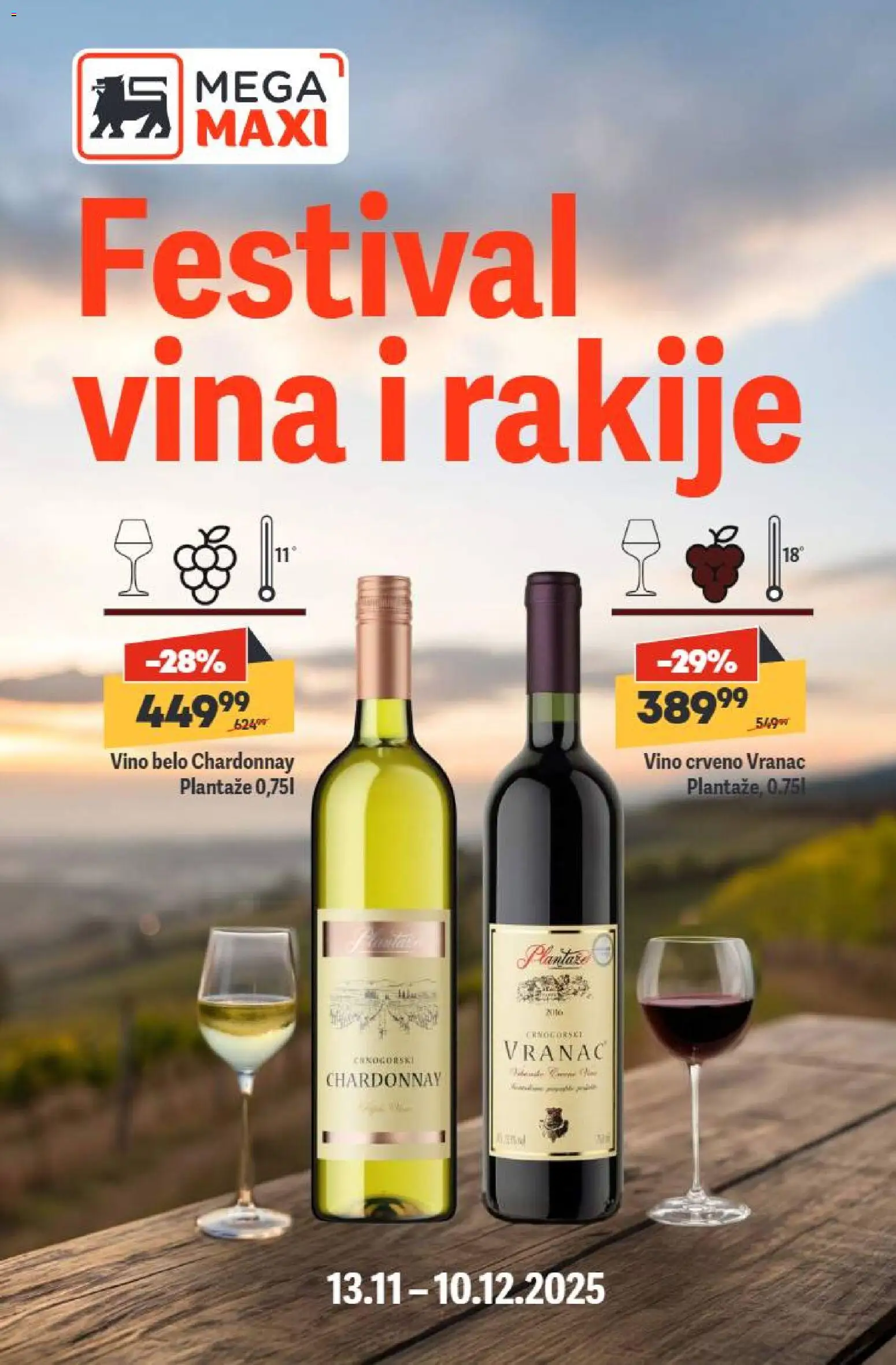 Mega Maxi katalog - važi od 13.11.2025 | Strana: 1 | Proizvode: Chardonnay, Vranac, Vino