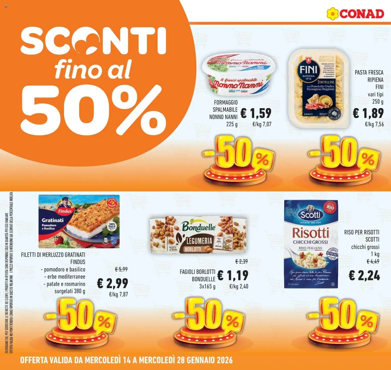 Volantino Conad del 14.01.2026 | Pagina: 2 | Prodotti: Rosmarino, Patate, Prosciutto, Parmigiano reggiano