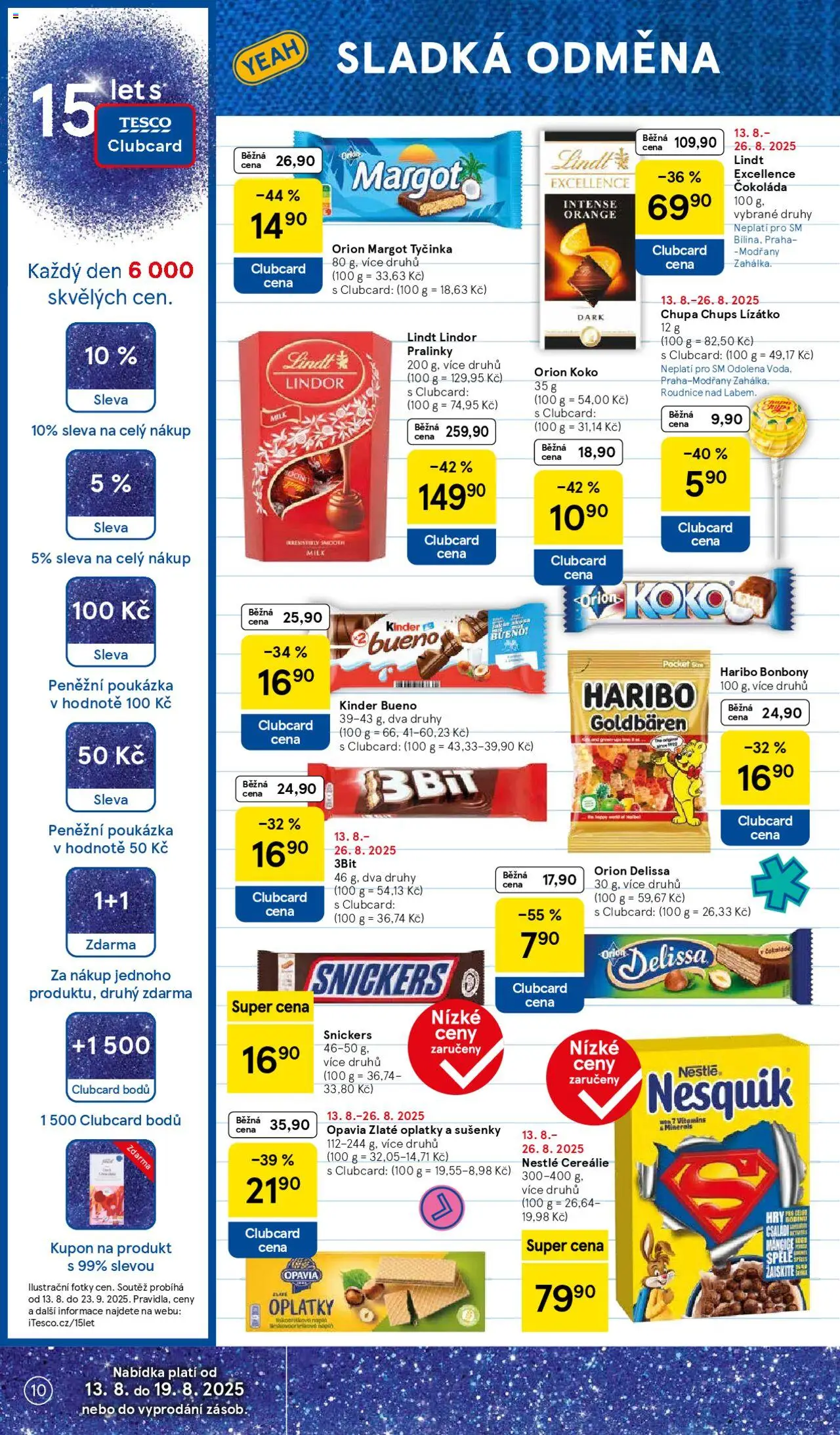 Tesco leták - Supermarket od 13.08.2025 | Strana: 10 | Produkty: Haribo, Kinder, Oplatky, Sušenky