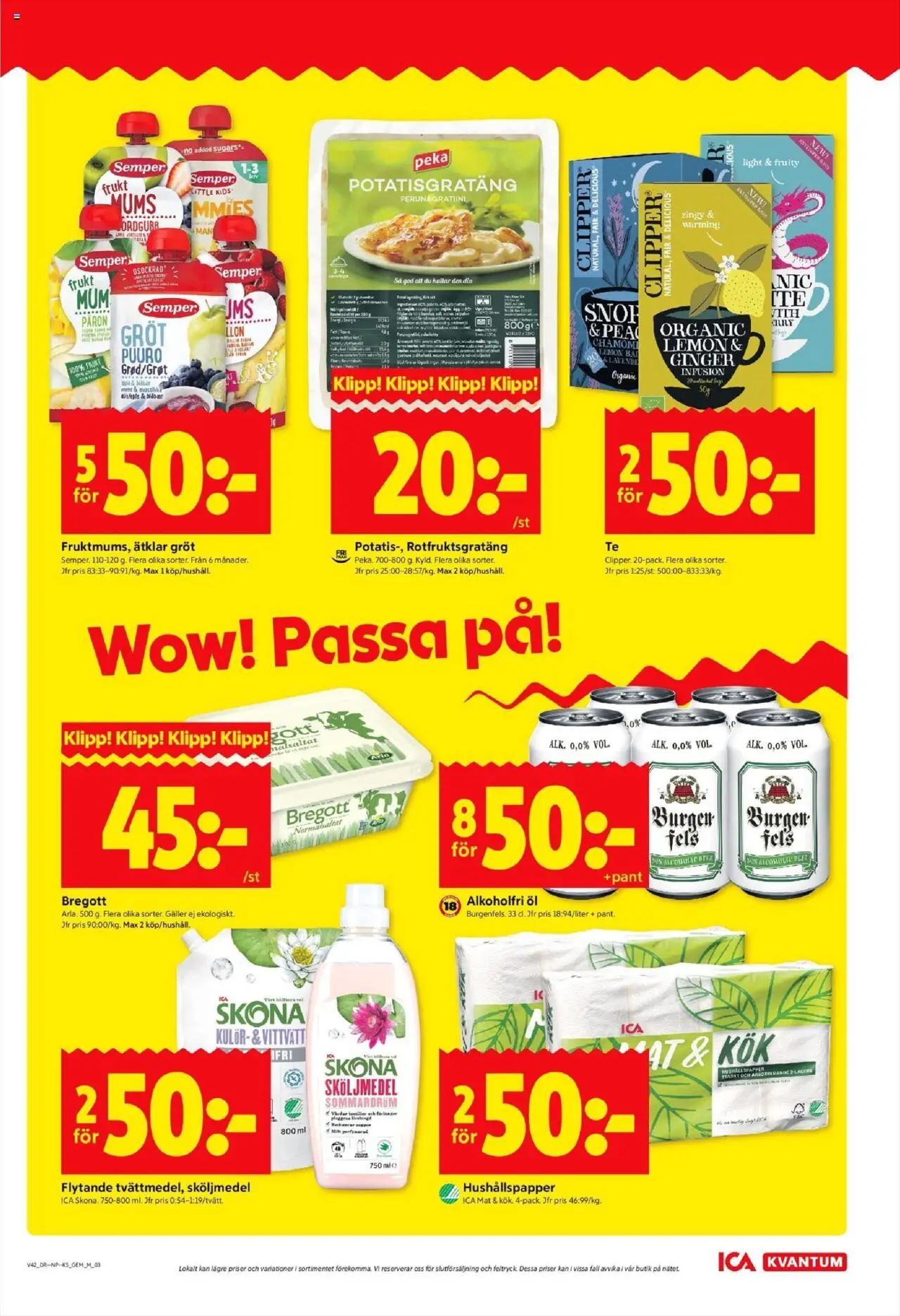 ICA Kvantum reklamblad aktuell från 13.10.2025 | Sida: 3 | Produkter: Hushållspapper, Galler, Potatisgratäng, Öl