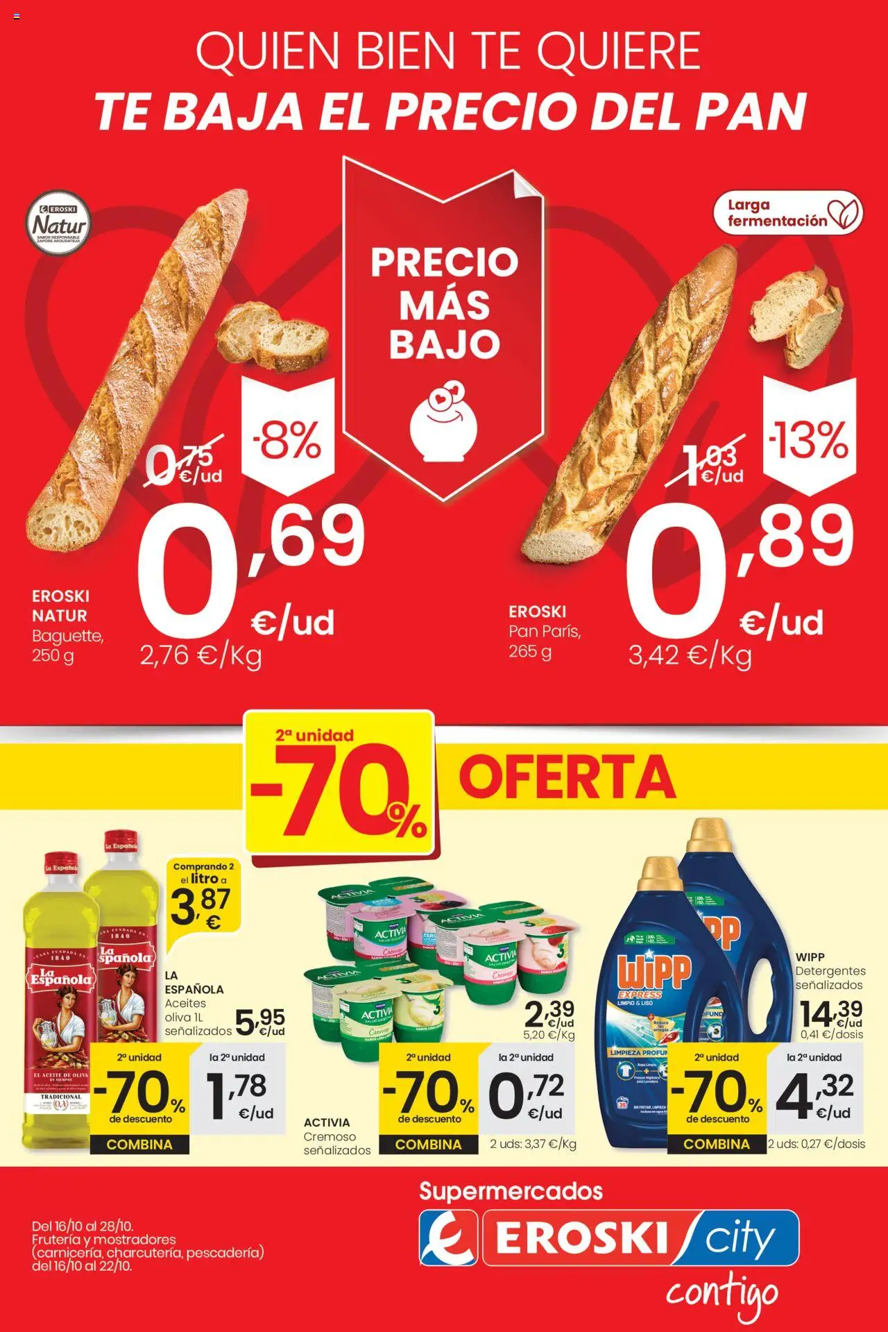 Eroski - Precio más bajo  │ válido desde el 16.10.2025 | Página: 1 | Productos: Aceite, Pan, Té, Aceite de oliva