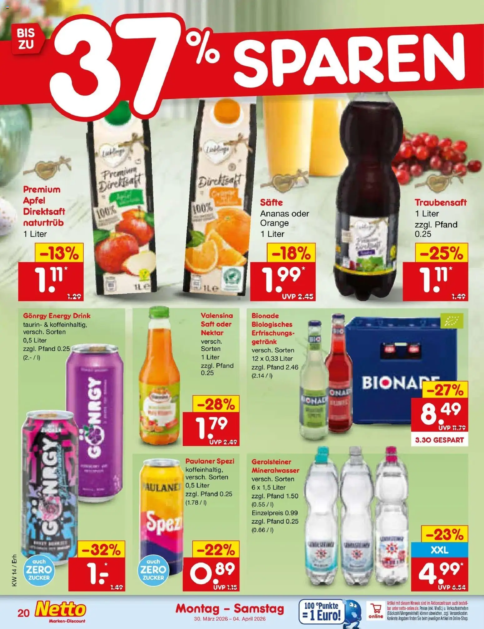 Netto Marken-Discount Prospekt Ergolding	 – gültig ab 30.03.2026 | Seite: 24 | Produkte: Äpfel, Ananas, Mineralwasser, Paulaner