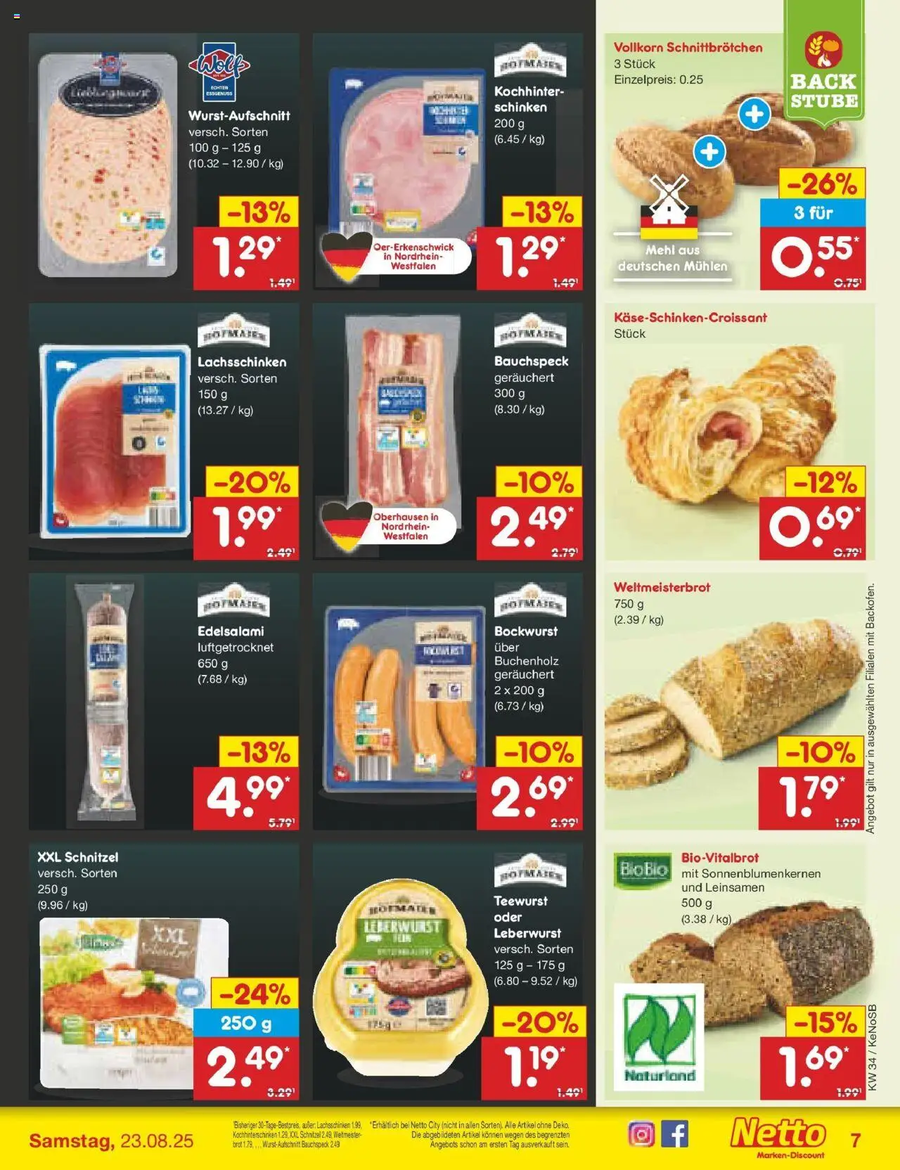 Netto Marken-Discount prospekt Bonn	 - gültig ab dem 18.08.2025 | Seite: 7 | Produkte: Bockwurst, Mehl, Schnitzel, Schinken