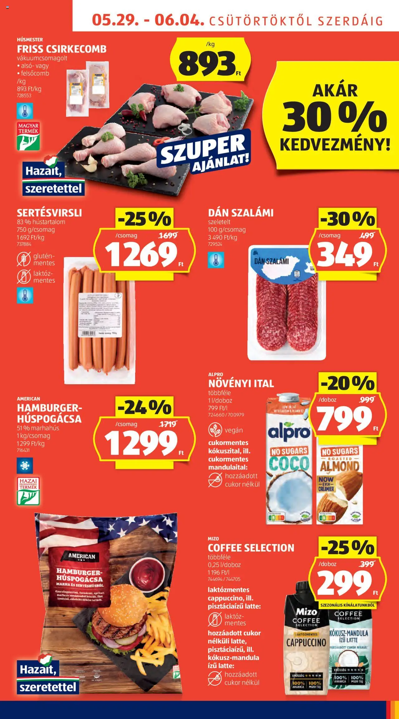 Aldi akciós ujság - amely érvényes a következő dátumtól: 29.05.2025 | Oldal: 5 | Termékek: Alpro, Cappuccino, Szalámi, Cukor