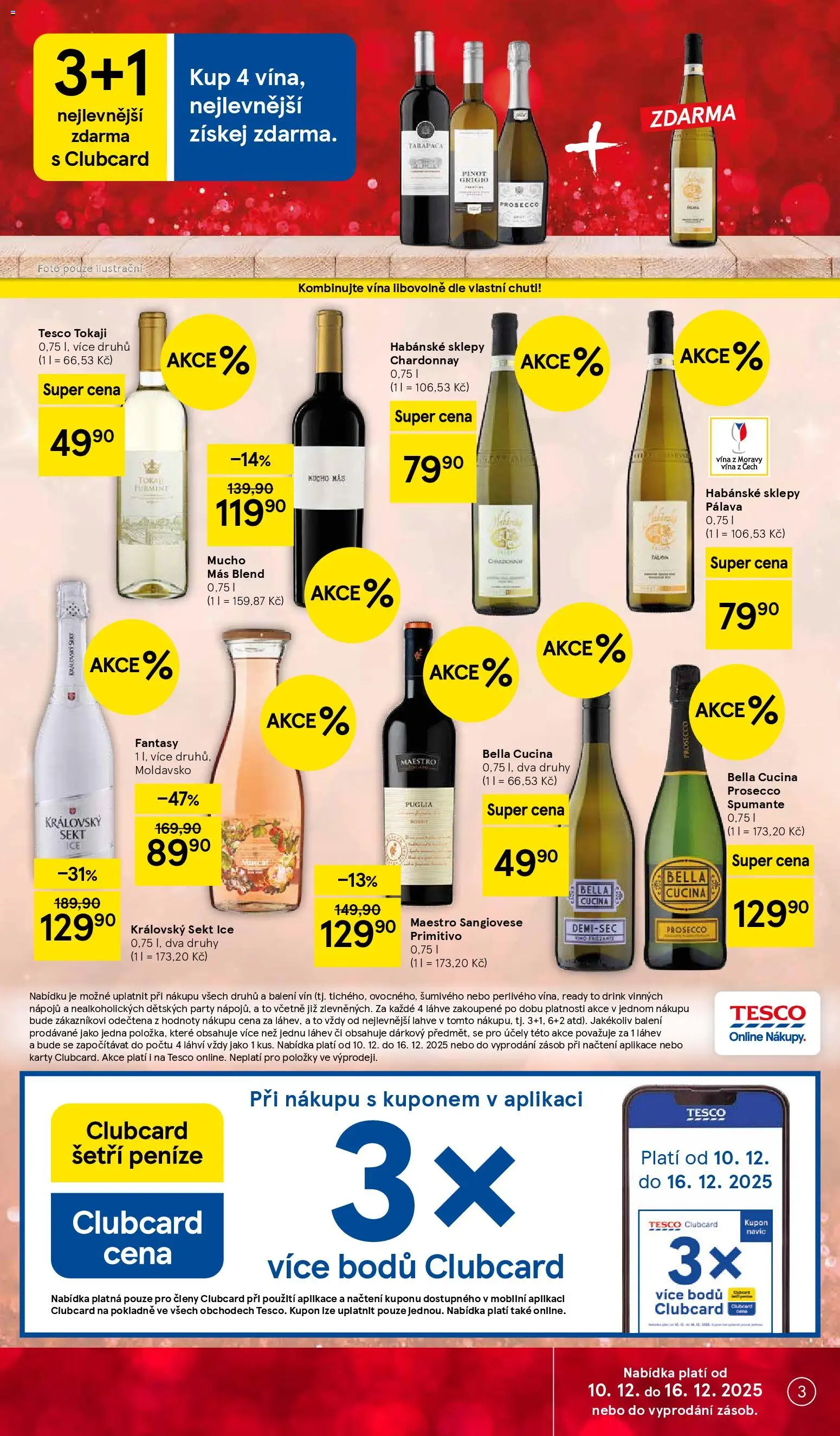 Tesco leták - Supermarket od 10.12.2025 | Strana: 3 | Produkty: Prosecco, Habánské sklepy, Lahve, Tokaji