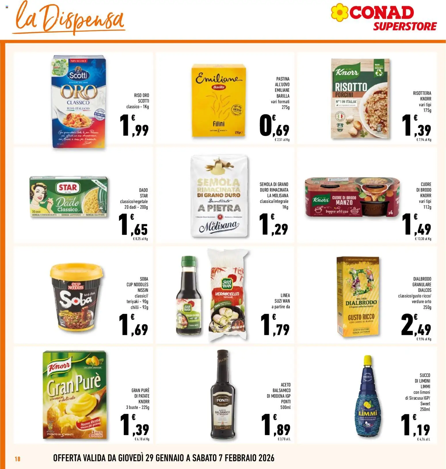 Volantino Conad del 29.01.2026 | Pagina: 18 | Prodotti: Succo, Riso, Manzo, Verdure