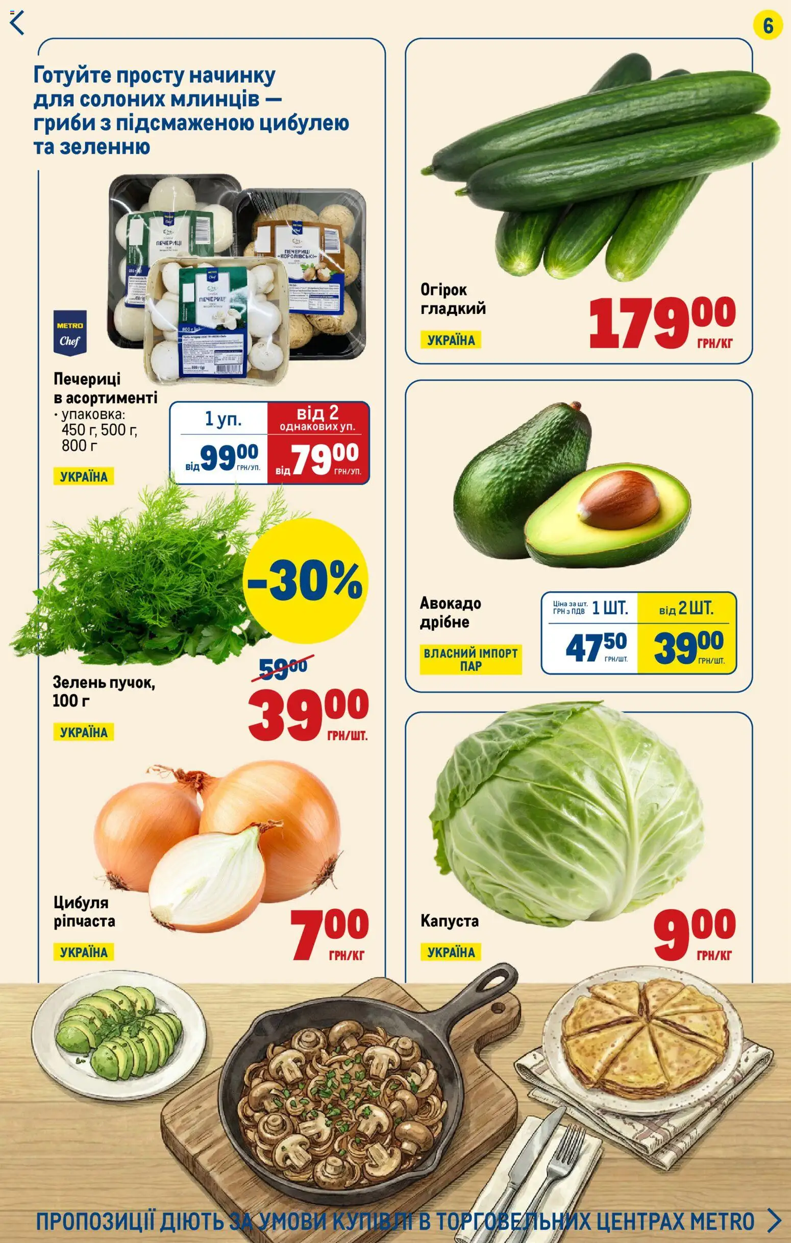 Metro Kаталог - дійснийкції з 19.02.2026 | Сторінка: 6 | Товари: Авокадо, Цибуля, Зелень, Капуста
