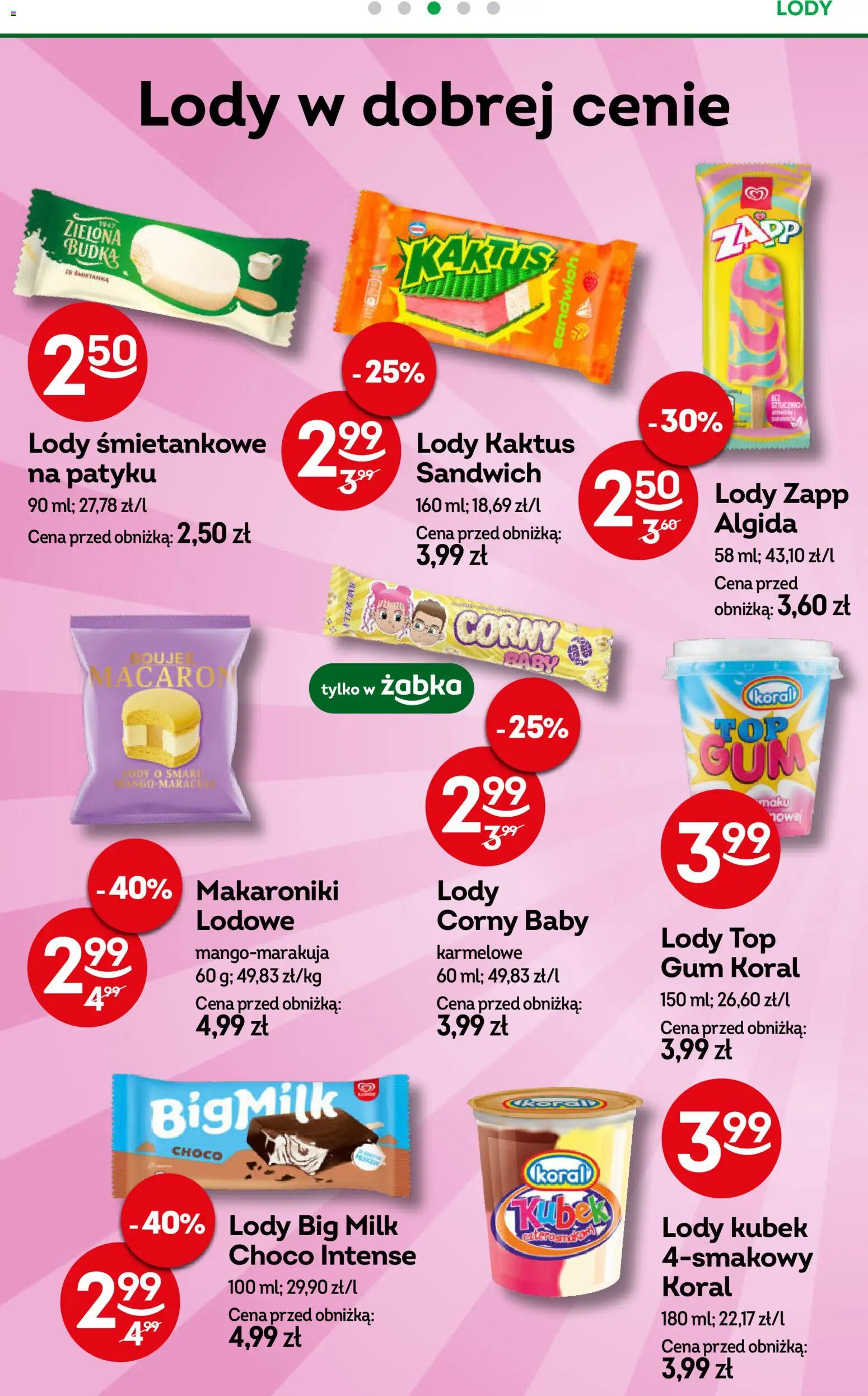 Żabka Gazetka od 11.02.2026 | Strona: 62 | Produkty: Top, Sandwich, Big Milk, Lody Kaktus