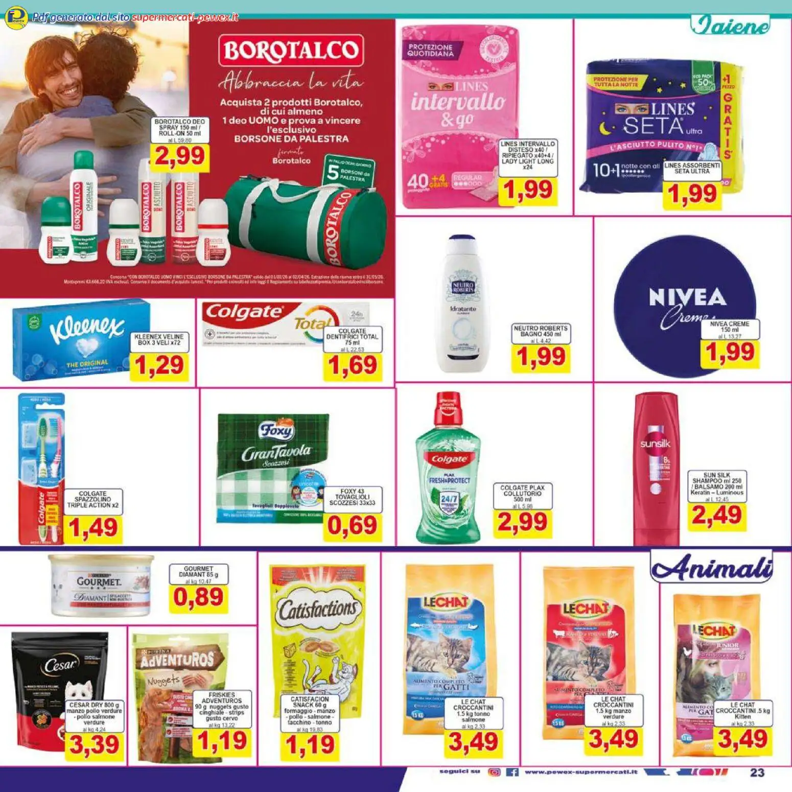 Volantino Pewex del 07.01.2026 | Pagina: 23 | Prodotti: Collutorio, Borsone, Tonno, Bagno