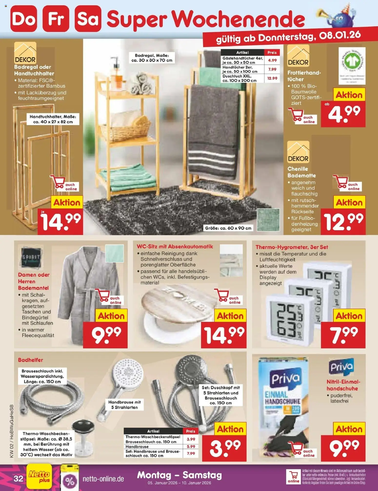 Netto Marken-Discount - Netto: Wochenangebote – gültig ab 05.01.2026 | Seite: 36 | Produkte: Badregal, Schal, Handschuhe, Duschkopf