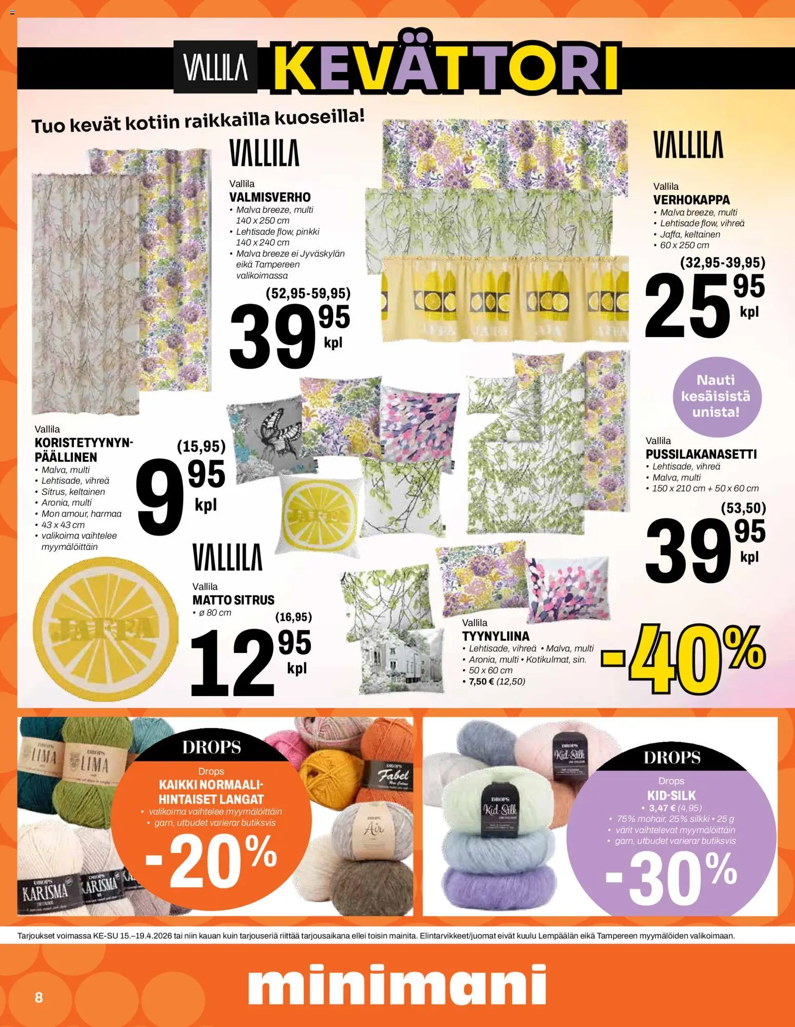Minimani tarjoukset – voimassa 15.04.2026 alkaen | Sivu: 8 | Tuotteet: Pussilakanasetti, Matto, Tyynyliina