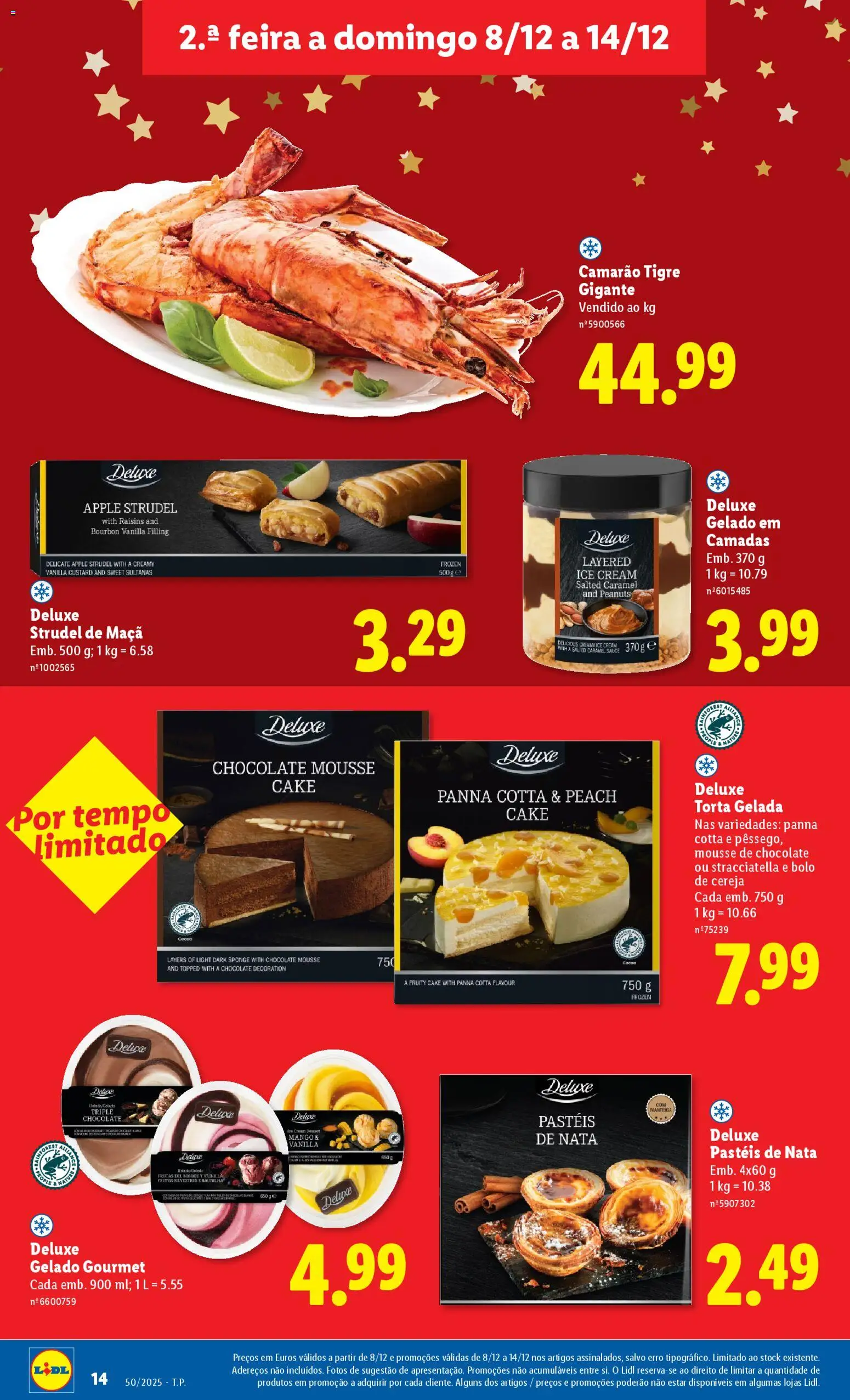 Lidl folheto │ válido de 08.12.2025 | Página: 14 | Produtos: Mousse de chocolate, Gelado, Maça, Torta