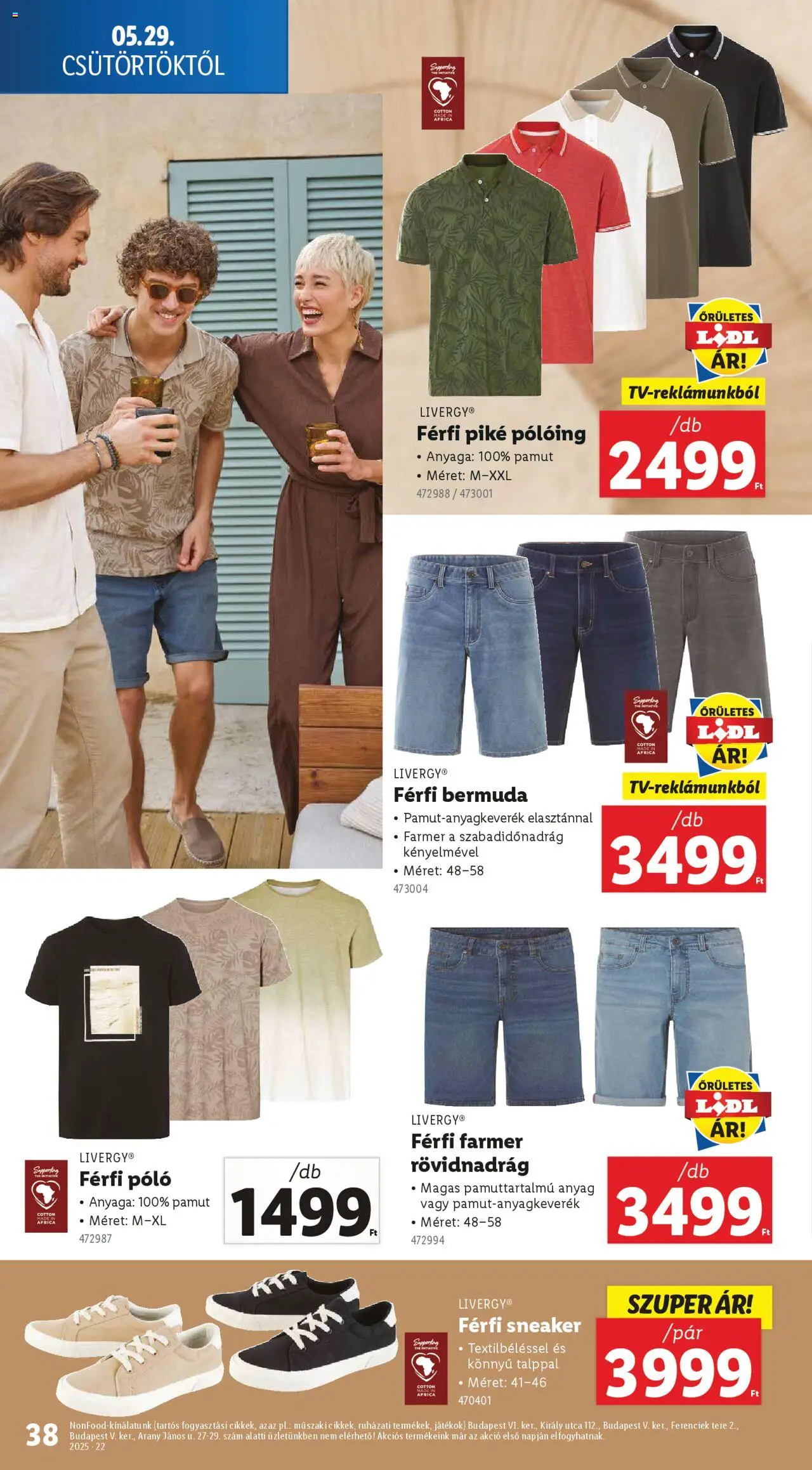 Lidl akciós ujság - amely érvényes a következő dátumtól: 29.05.2025 | Oldal: 38 | Termékek: Farmer, Pólóing, Játékok, Rövidnadrág