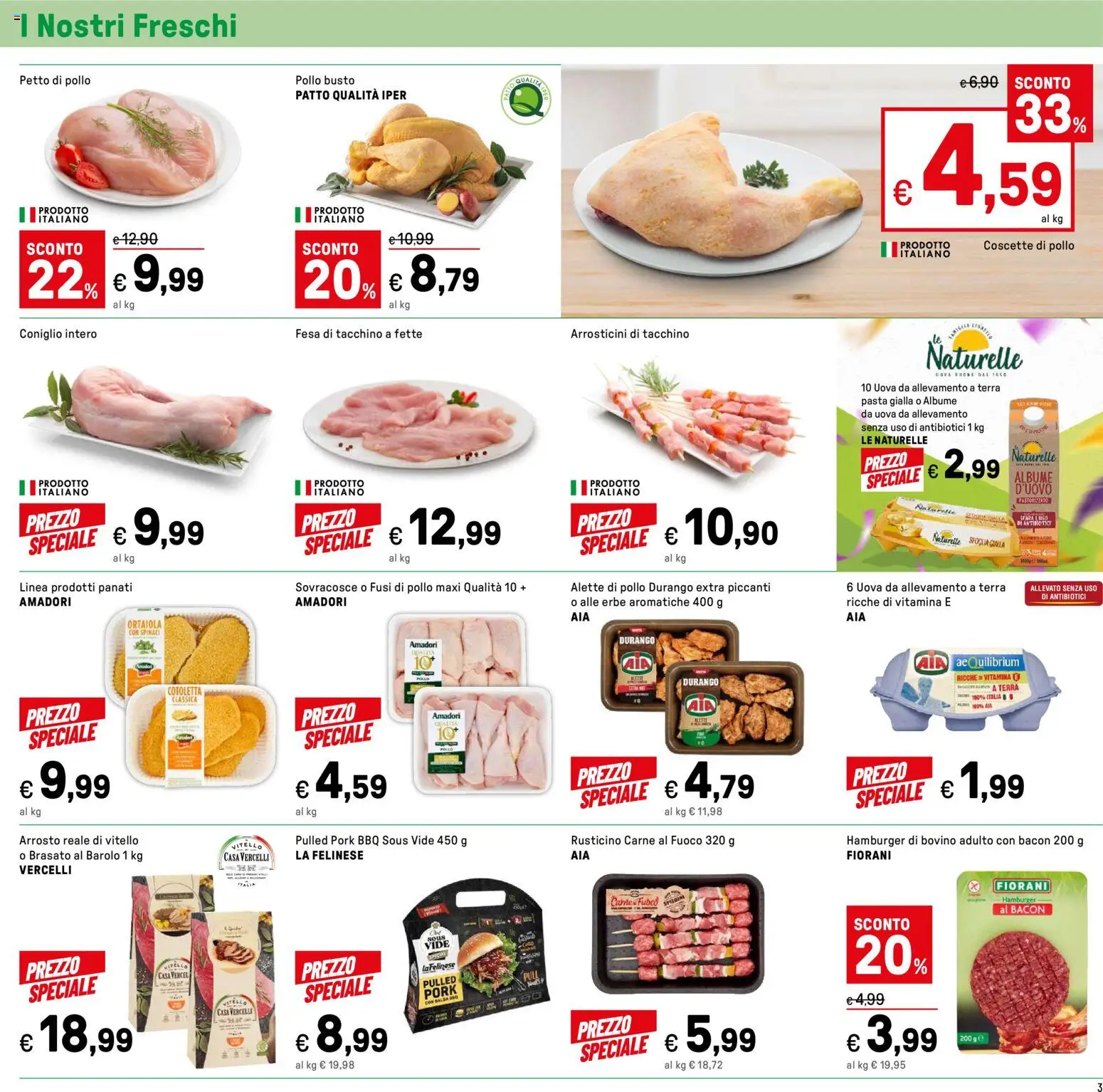 Volantino Iper del 12.02.2026 | Pagina: 3 | Prodotti: Tacchino, Pasta, Spinaci, Arrosticini