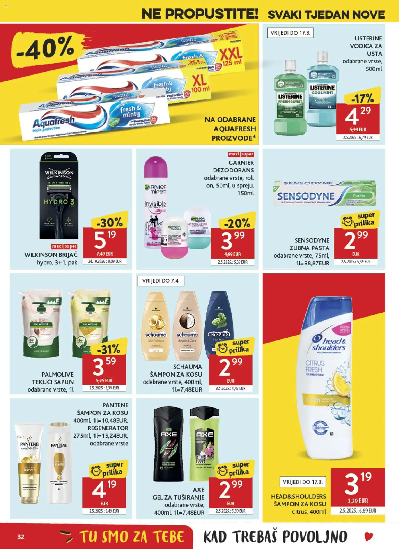 Konzum katalog | vrijedi od 04.03.2026 | Stranica: 32 | Proizvodi: Šampon, Vodica za usta, Pasta, Axe