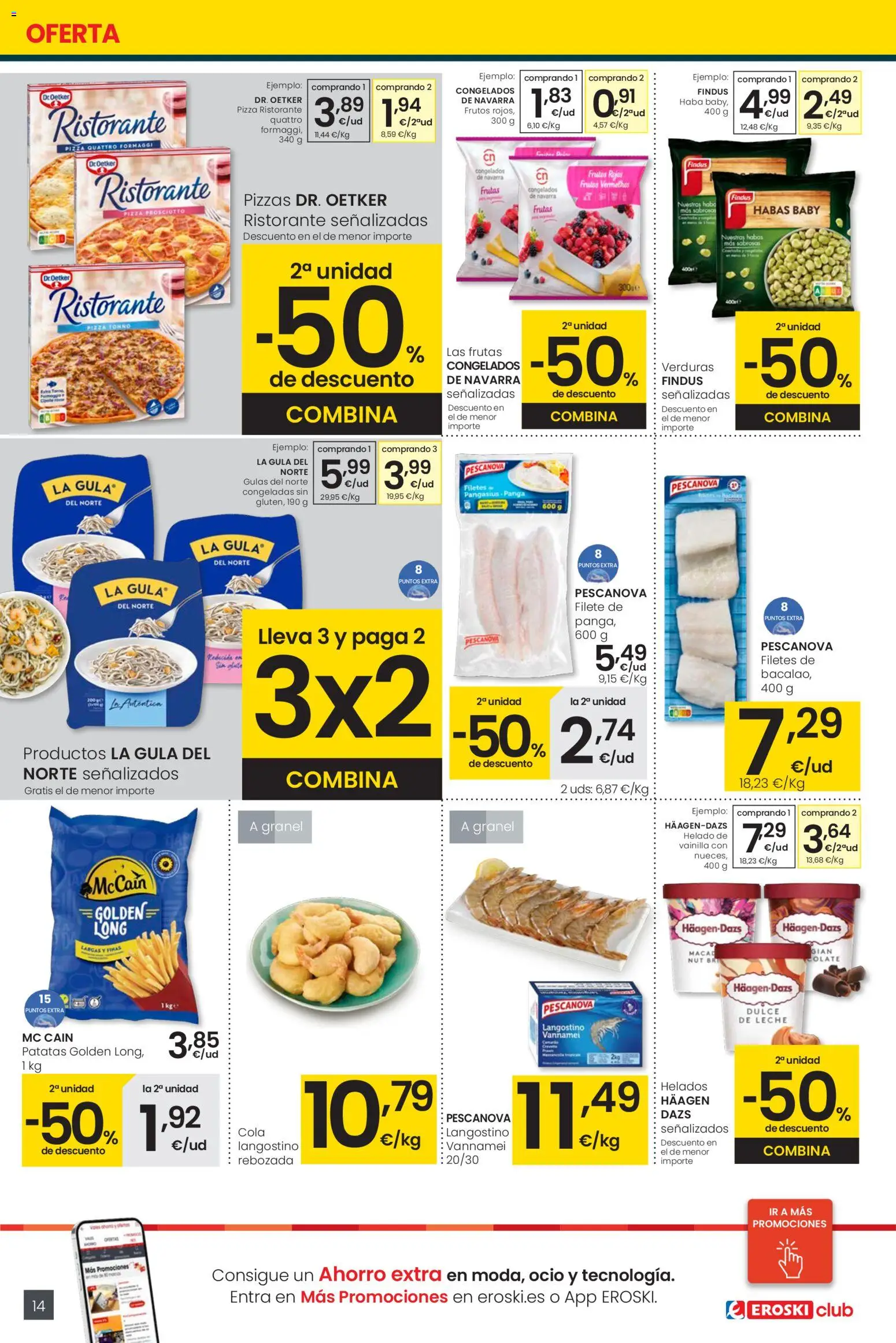 Eroski - Center │ válido desde el 30.10.2025 | Página: 14 | Productos: Pizza, Helado, Filete, Langostino