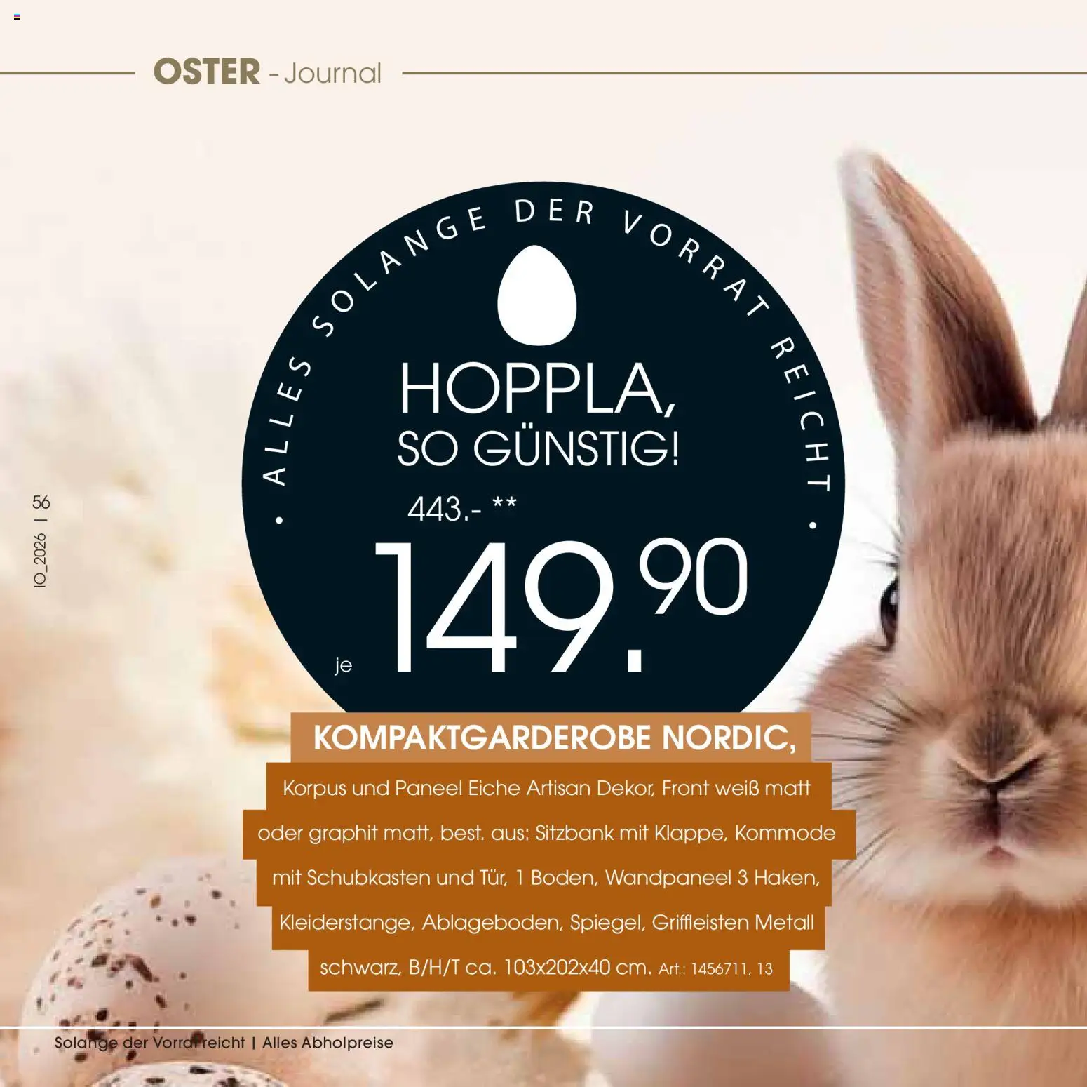 Zurbrüggen Oster-Journal – gültig ab 23.03.2026 | Seite: 56 | Produkte: Sitzbank, Kommode