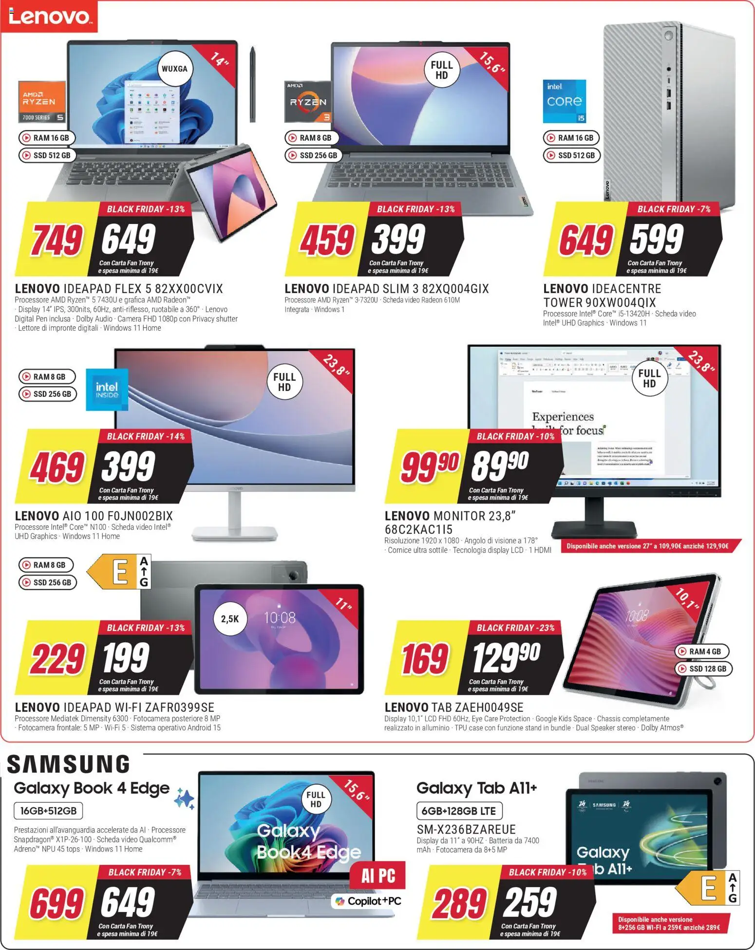 Volantino Trony volantino Trento del 19.03.2026 | Pagina: 13 | Prodotti: Samsung Galaxy, PC, Video, Batteria