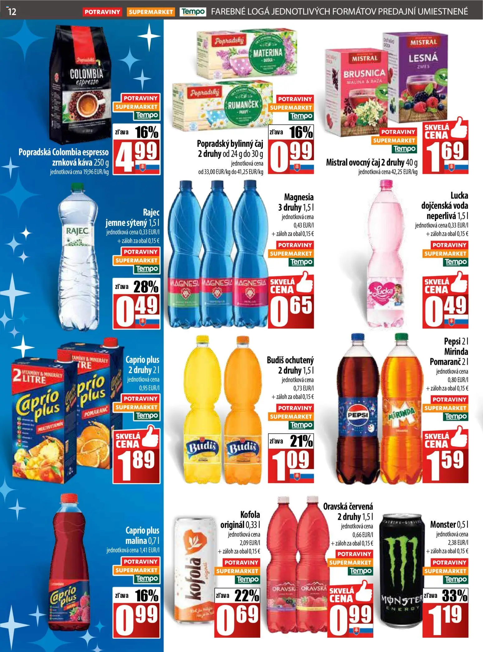 Nové COOP Jednota akcie – leták je platný od 27.11.2025 | Strana: 12 | Produkty: Kofola, Lucka, Voda, Zrnková káva