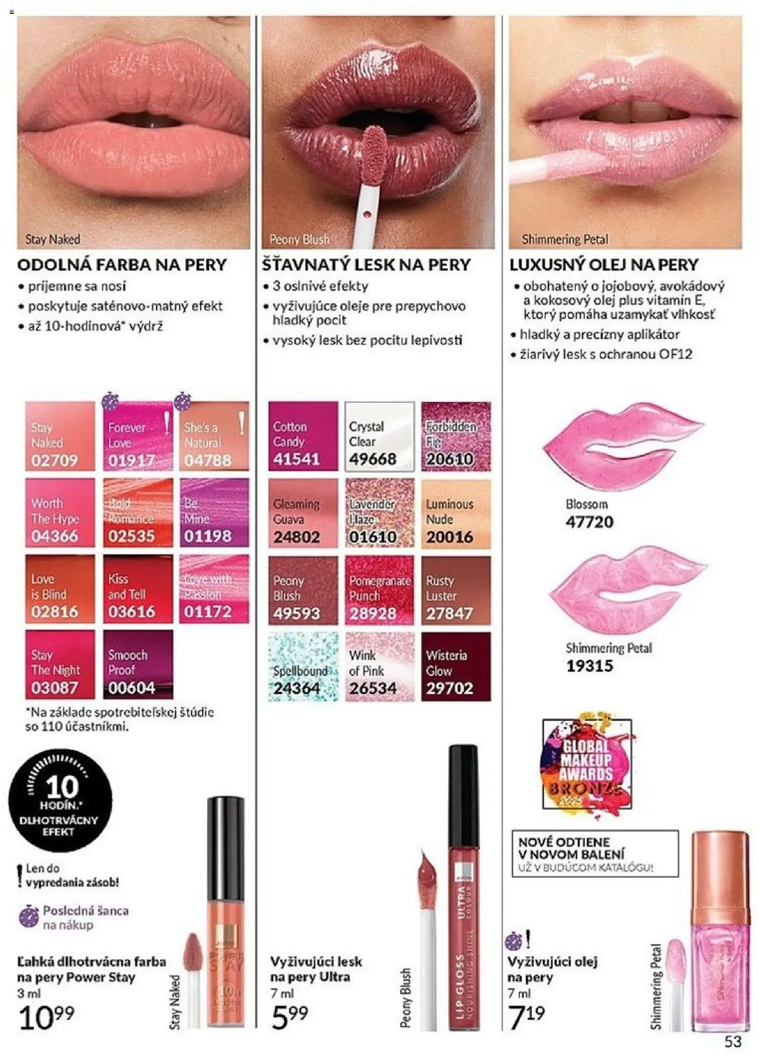 Nové Avon akcie – leták je platný od 01.05.2026 | Strana: 53 | Produkty: Luster, Olej, Lesk na pery