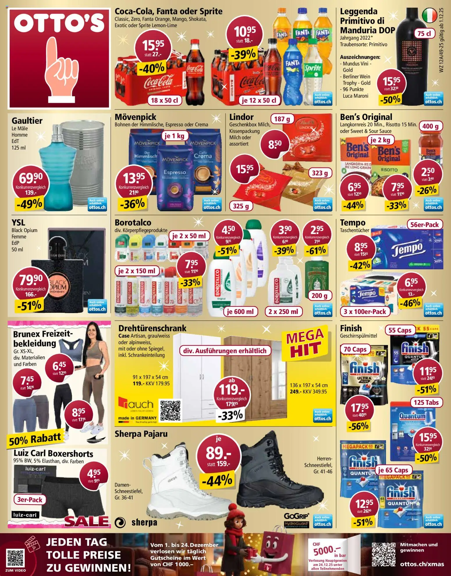 Otto's Aktionen – gültig ab 01.12.2025 | Seite: 1 | Produkte: Coca Cola, Sprite, Drehtürenschrank, Milch