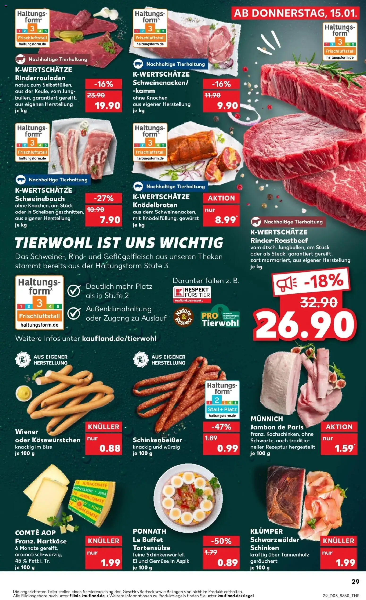 Kaufland prospekt Germersheim	 – gültig ab 19.01.2026 | Seite: 29 | Produkte: Rinderrouladen, Jura, Gemüse, Schinken