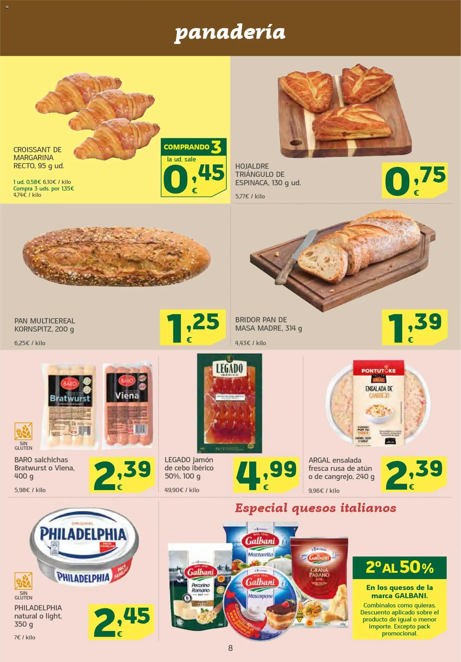 HiperDino folleto │ válido desde el 23.01.2026 | Página: 8 | Productos: Pan, Jamón, Ensalada, Panadería