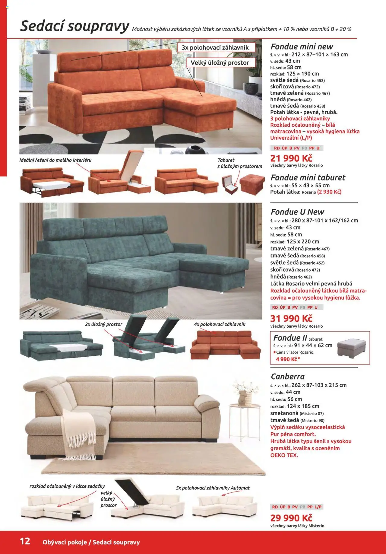 ORFA nábytek katalog 2025-2026 od 01.10.2025 | Strana: 12 | Produkty: Taburet, Fondue, Barvy, Sedačky
