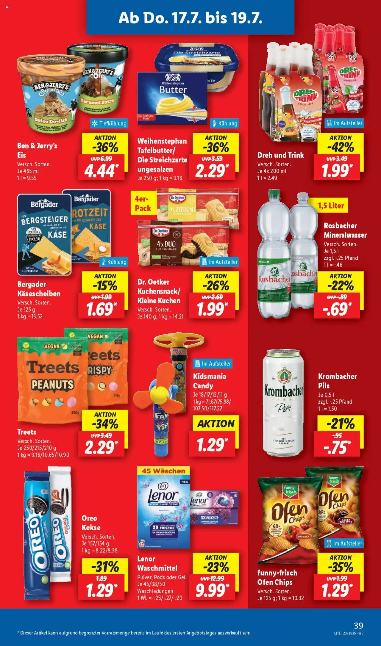 Lidl Prospekt Heppenheim - gültig ab dem 14.07.2025 | Seite: 57 | Produkte: Lenor, Käse, Funny frisch, Mineralwasser