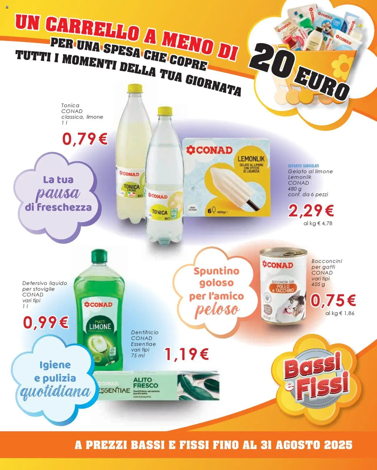 Volantino Conad del 06.08.2025 | Pagina: 5 | Prodotti: Dentifricio, Gelato, Limone, Carrello
