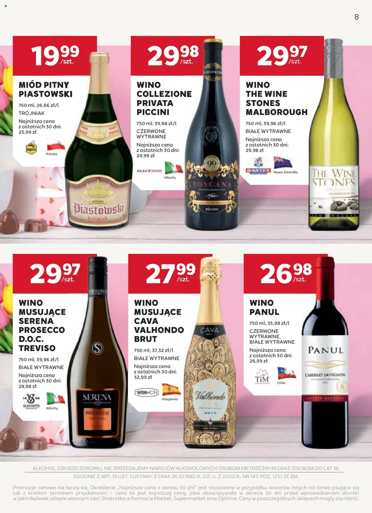 Stokrotka Gazetka - Oferta alkoholowa od 19.02.2026 | Strona: 8 | Produkty: Miód pitny, Wino, Alkohol, Prosecco