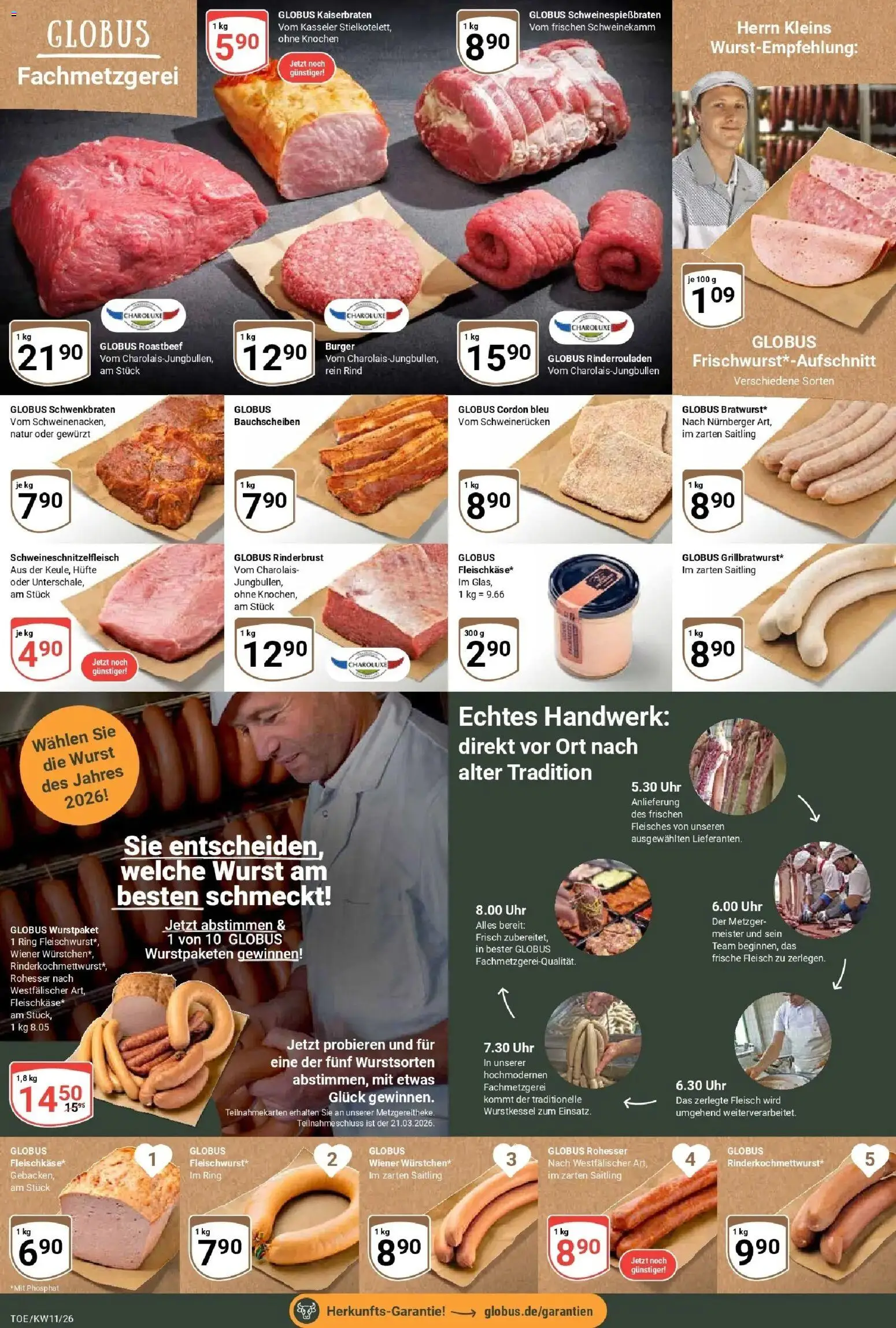 Globus prospekt Tönisvorst	 – gültig ab 09.03.2026 | Seite: 7 | Produkte: Rinderrouladen, Wiener wurstchen, Burger, Wurst