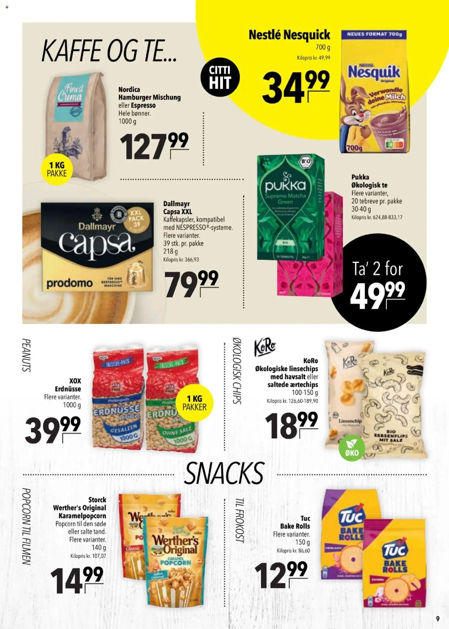 CITTI tilbudsavis – gyldig fra 24.02.2026 | Side: 9 | Produkter: Kaffe, Te, Chips, Popcorn