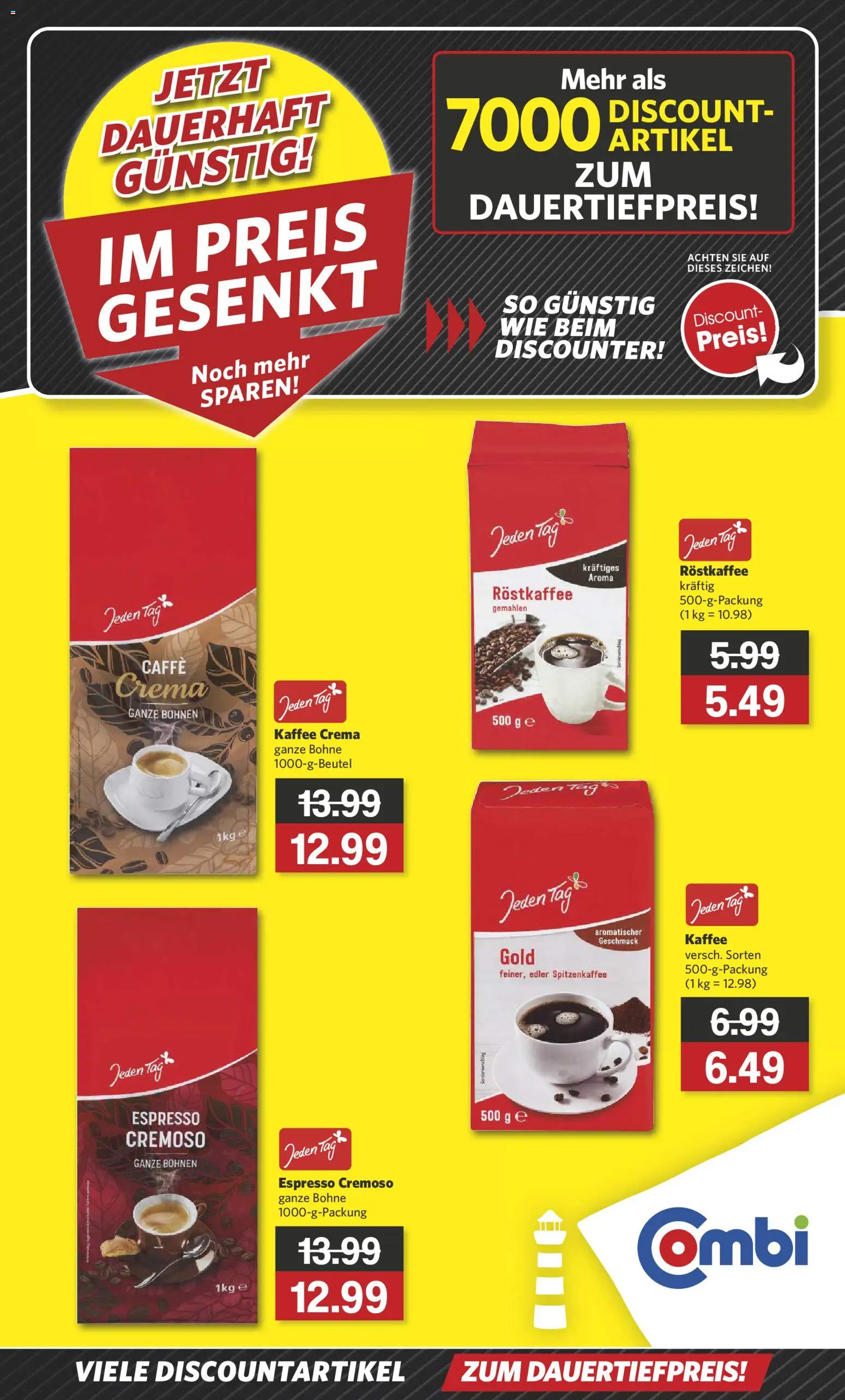 Combi Jetzt Dauerhaft Günstig – gültig ab 25.10.2025 | Seite: 1 | Produkte: Kaffee