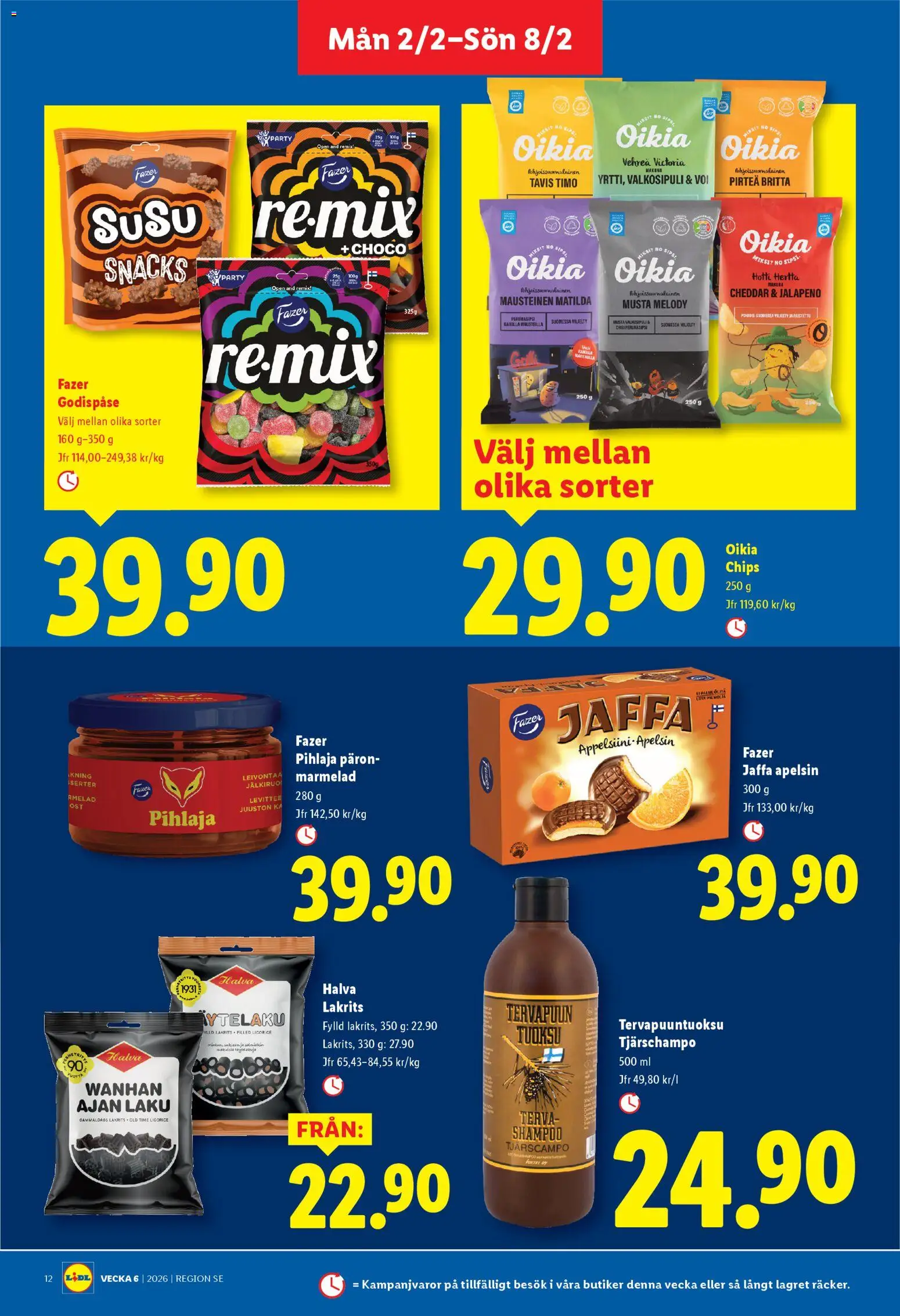 Lidl reklamblad aktuell från 02.02.2026 | Sida: 13 | Produkter: Lakrits, Chips, Cheddar, Chili