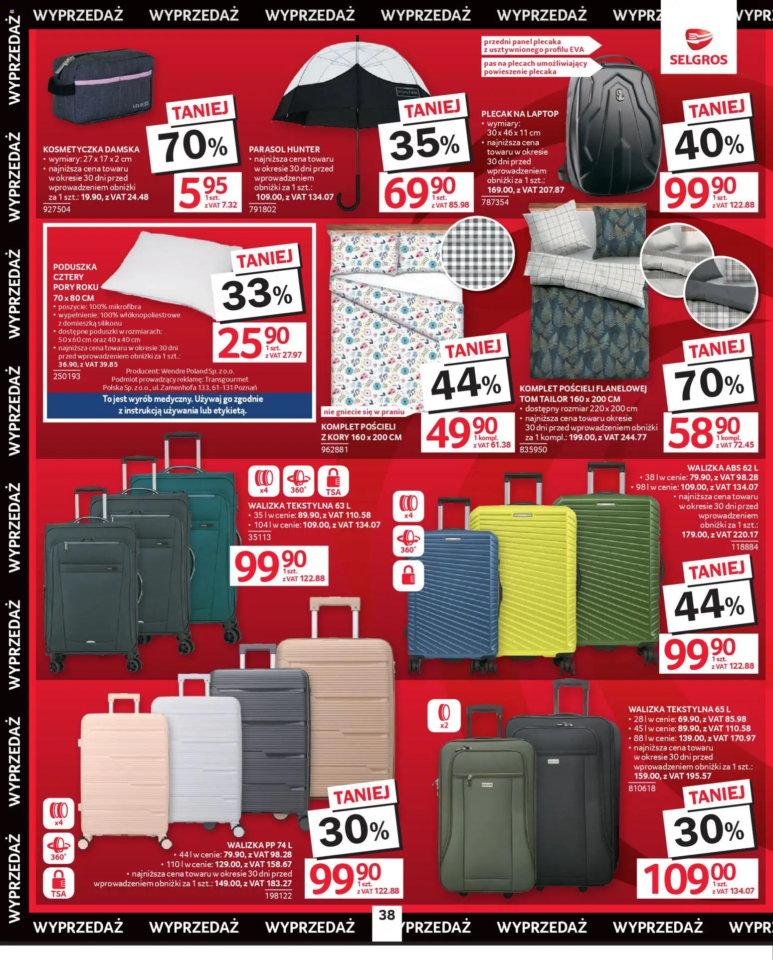 Selgros cash&carry Gazetka - Oferta przemysłowa od 04.12.2025 | Strona: 40 | Produkty: Laptop, Parasol, Walizka, Poduszka