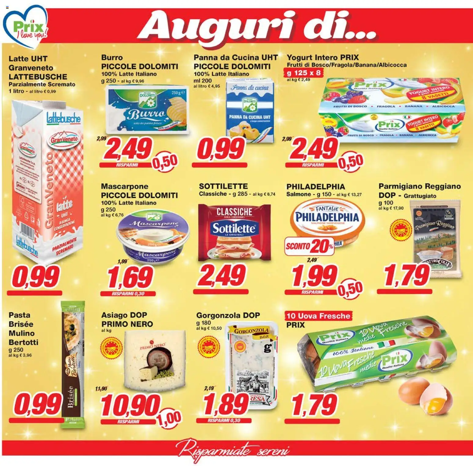 Volantino Prix del 12.12.2025 | Pagina: 4 | Prodotti: Uova, Latte, Mascarpone, Gorgonzola