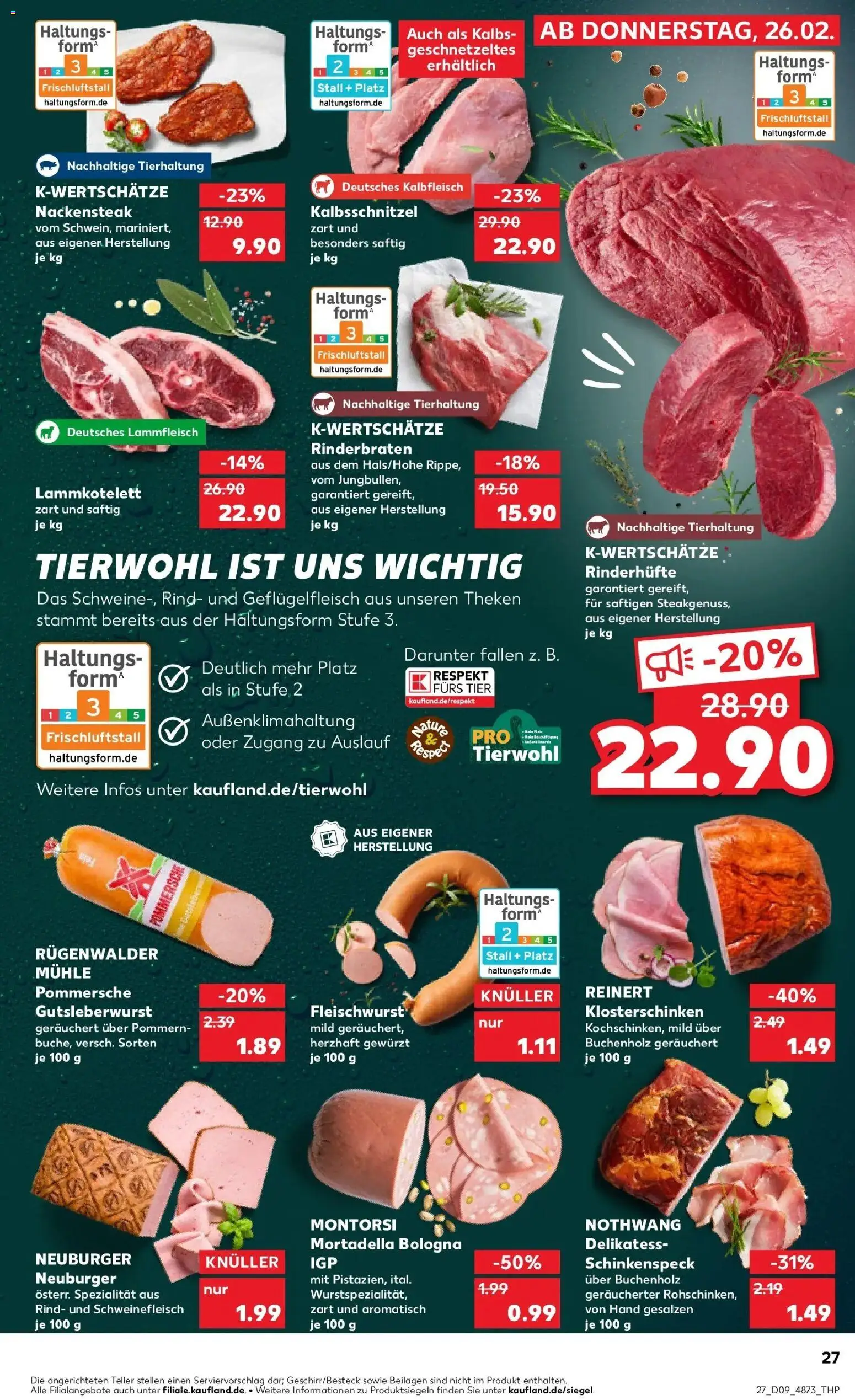 Kaufland prospekt Würzburg	 – gültig ab 26.02.2026 | Seite: 27 | Produkte: Rinderbraten, Mühle, Schweinefleisch, Steak