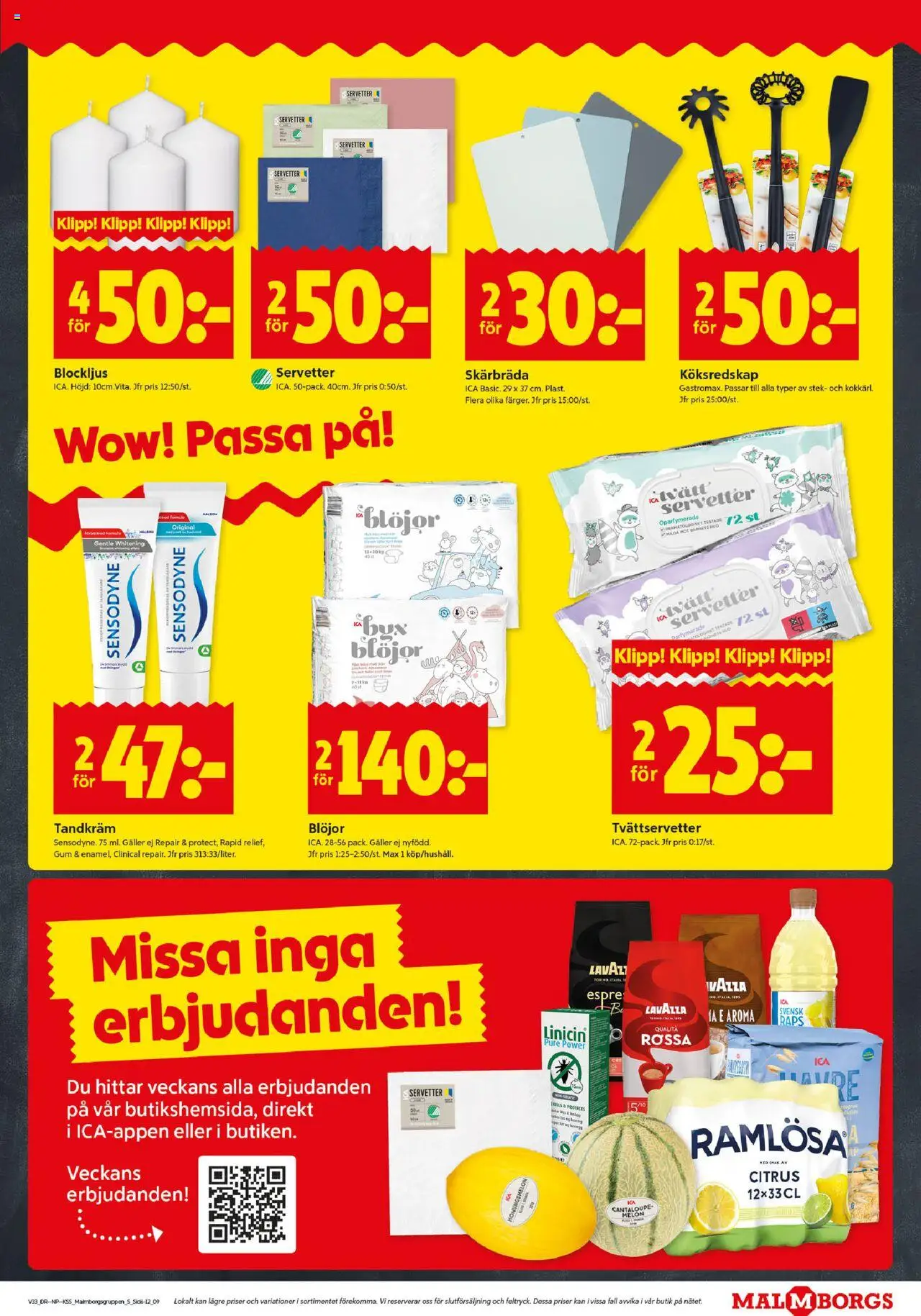 ICA Kvantum reklamblad aktuell från 11.08.2025 | Sida: 9 | Produkter: Tandkräm, Galler, Blöjor, Servetter