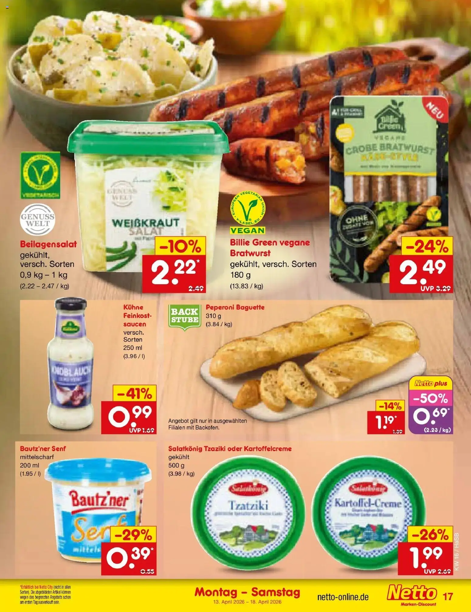 Netto Marken-Discount Prospekt Wuppertal	 – gültig ab 13.04.2026 | Seite: 19 | Produkte: Bratwurst, Baguette