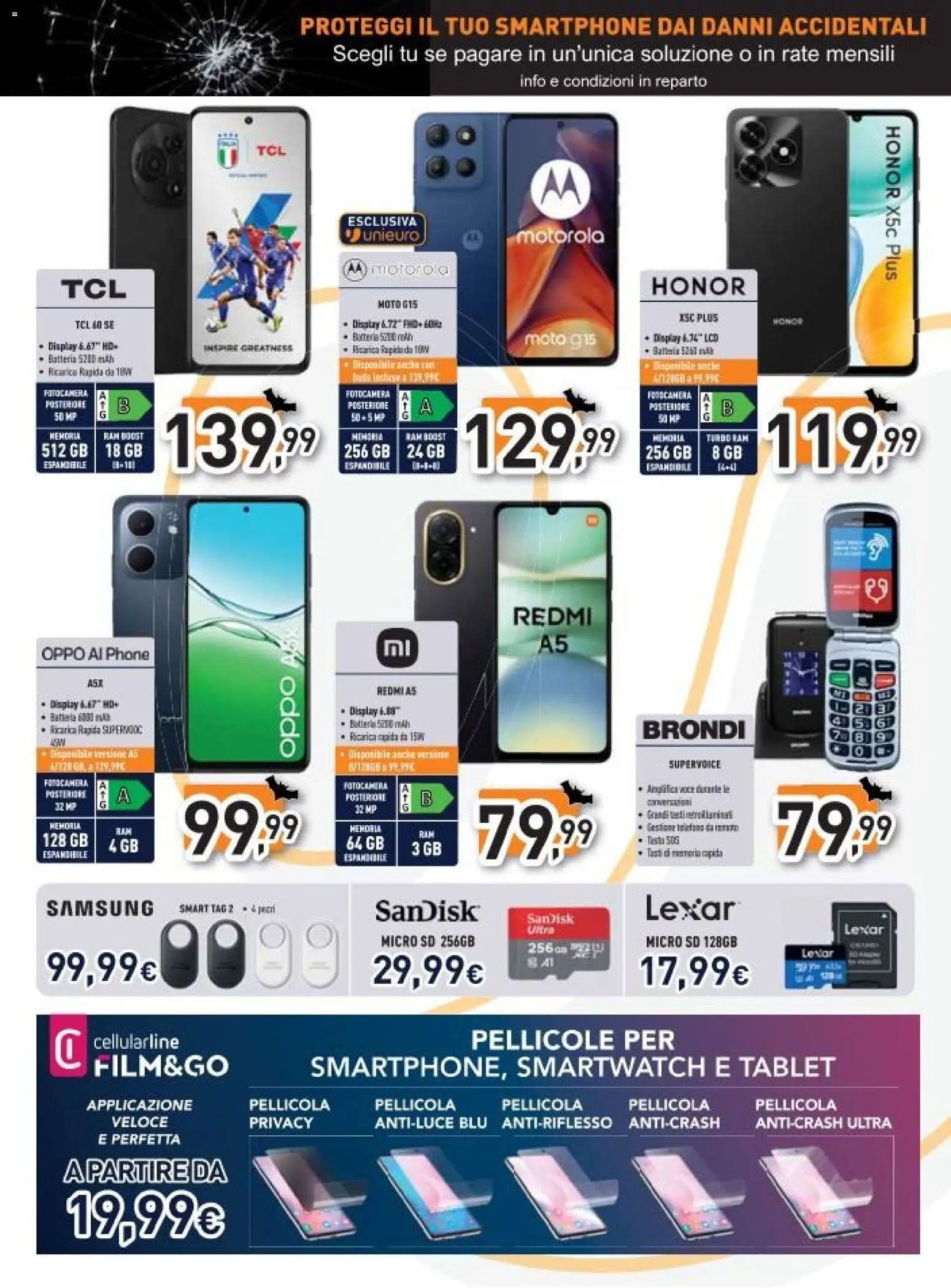 Volantino Unieuro del 27.10.2025 | Pagina: 13 | Prodotti: Smartphone, Pellicola, Batteria, Samsung