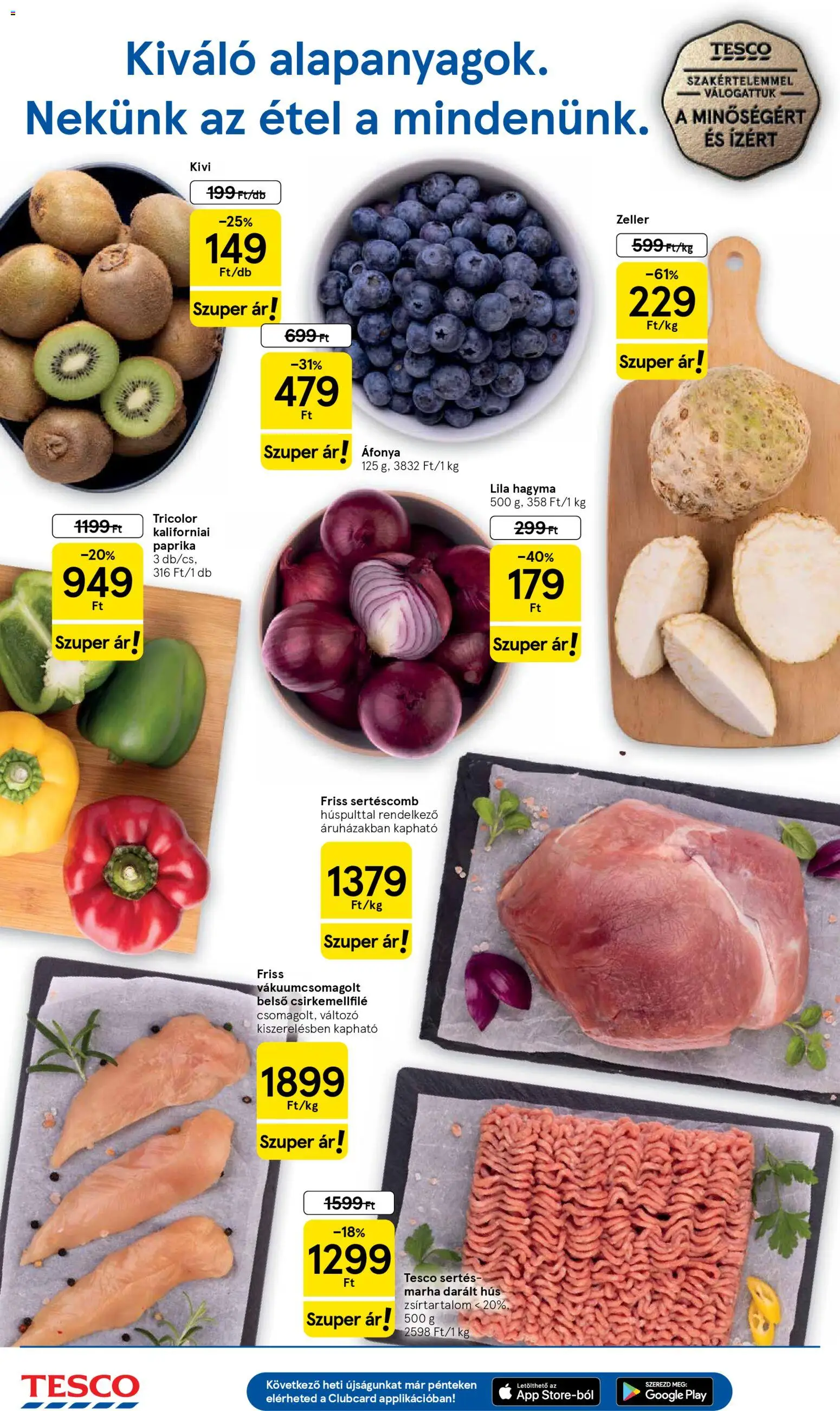 Tesco akciós ujság - amely érvényes a következő dátumtól: 05.02.2026 | Oldal: 2 | Termékek: Darált hús, Hús, Zeller, Sertéscomb