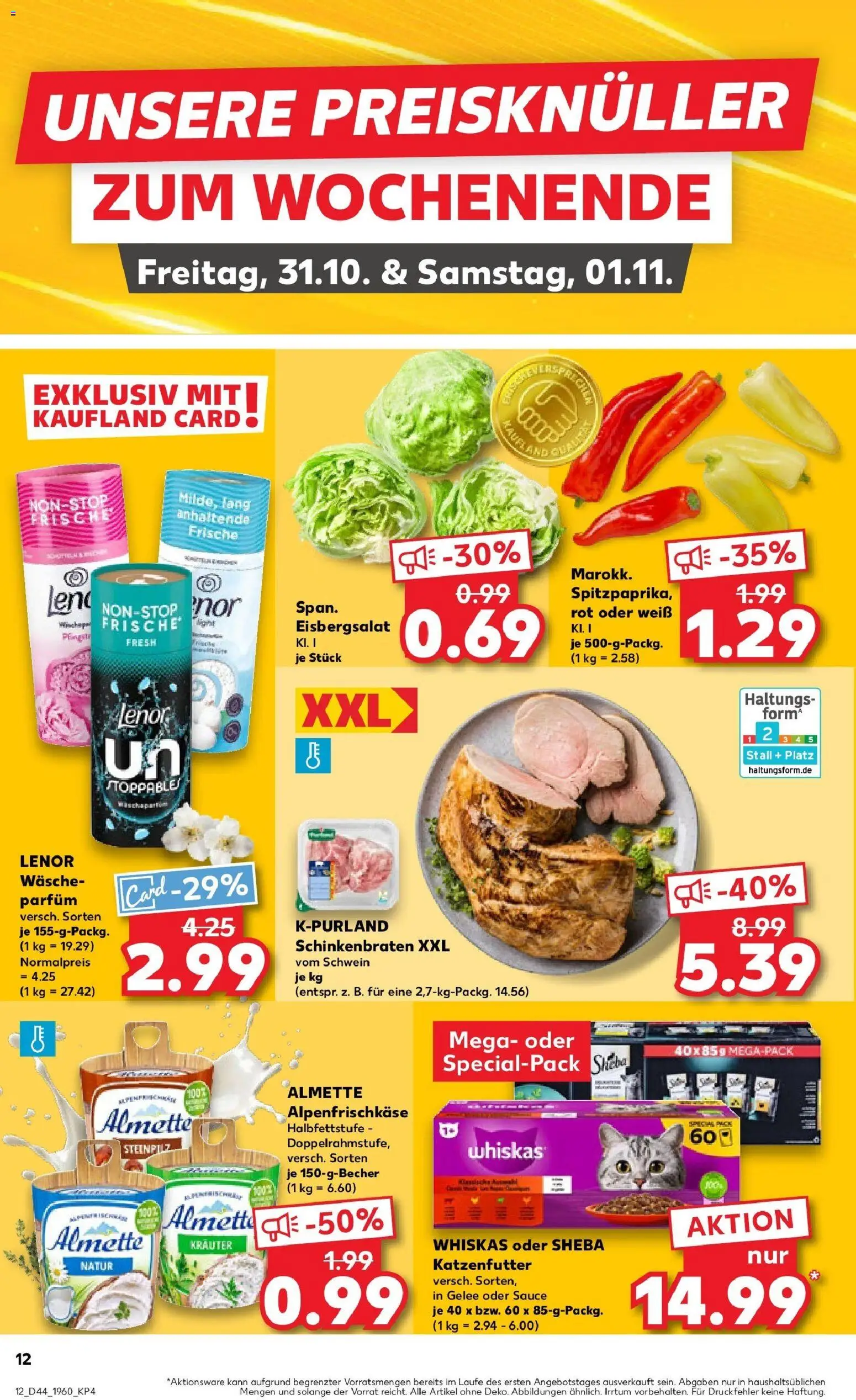 Kaufland prospekt Berlin	 – gültig ab 30.10.2025 | Seite: 12 | Produkte: Lenor, Almette, Parfüm, Eisbergsalat