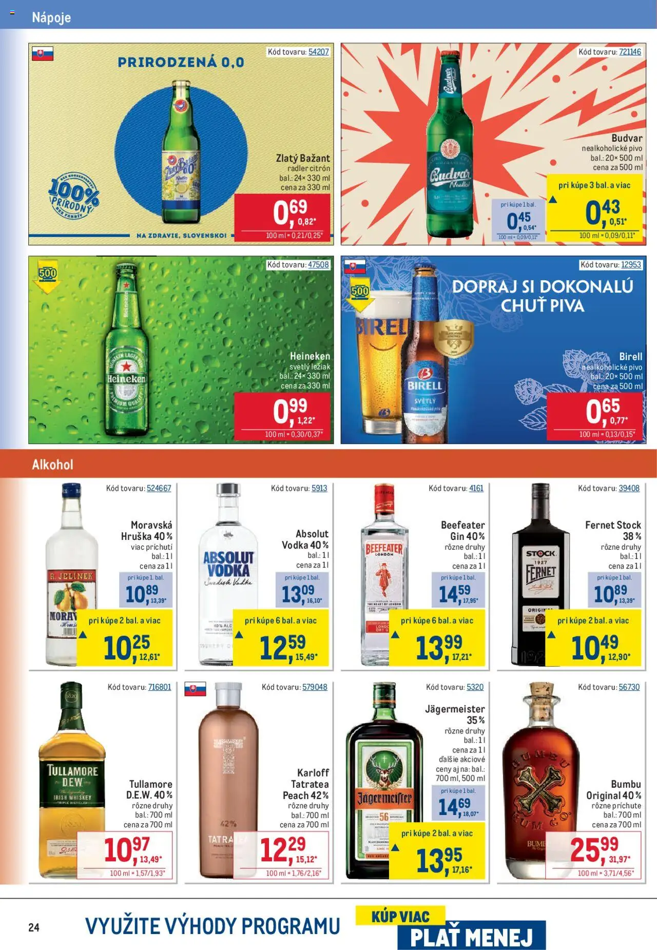 Metro gastronómia │ platný od 13.08.2025 | Strana: 24 | Produkty: Birell, Budvar, Vodka, Fernet